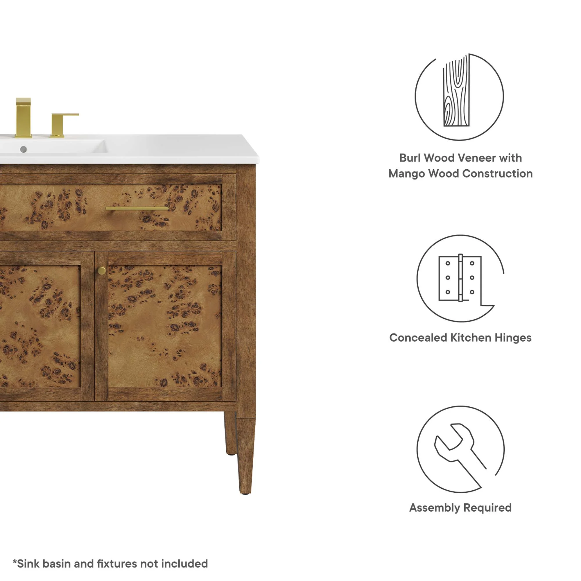 Elysian 48" Wood Bathroom Vanity Cabinet (Sink Basin Not Included) by Modway - Image 3