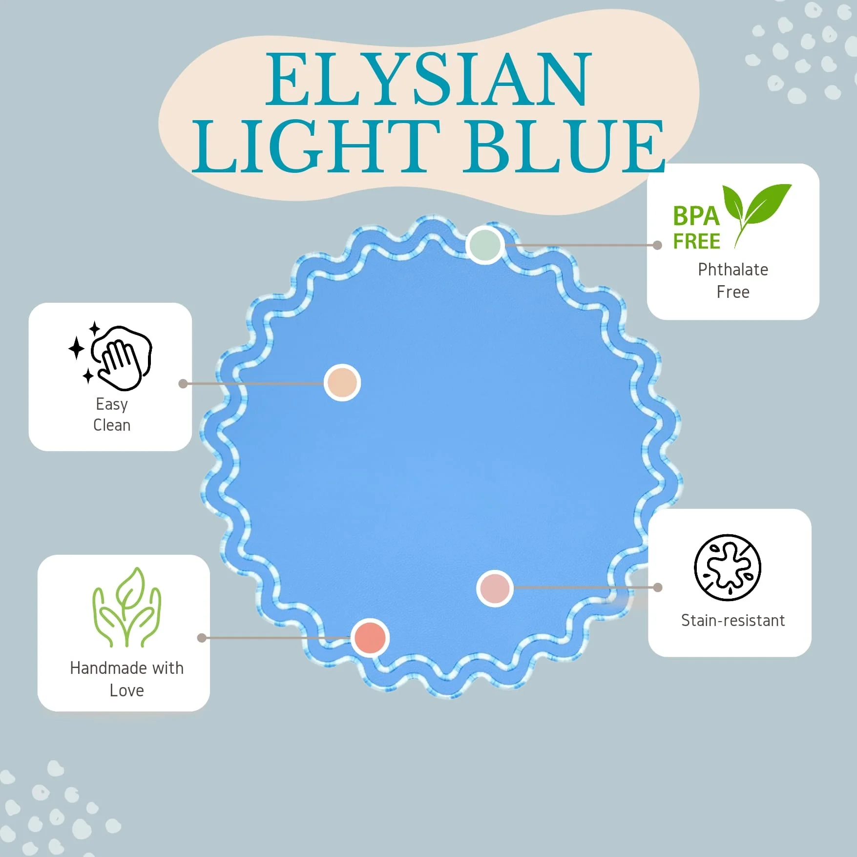 ELYSIAN LIGHT BLUE ROUND FAUX LEATHER PLACEMAT - Image 7