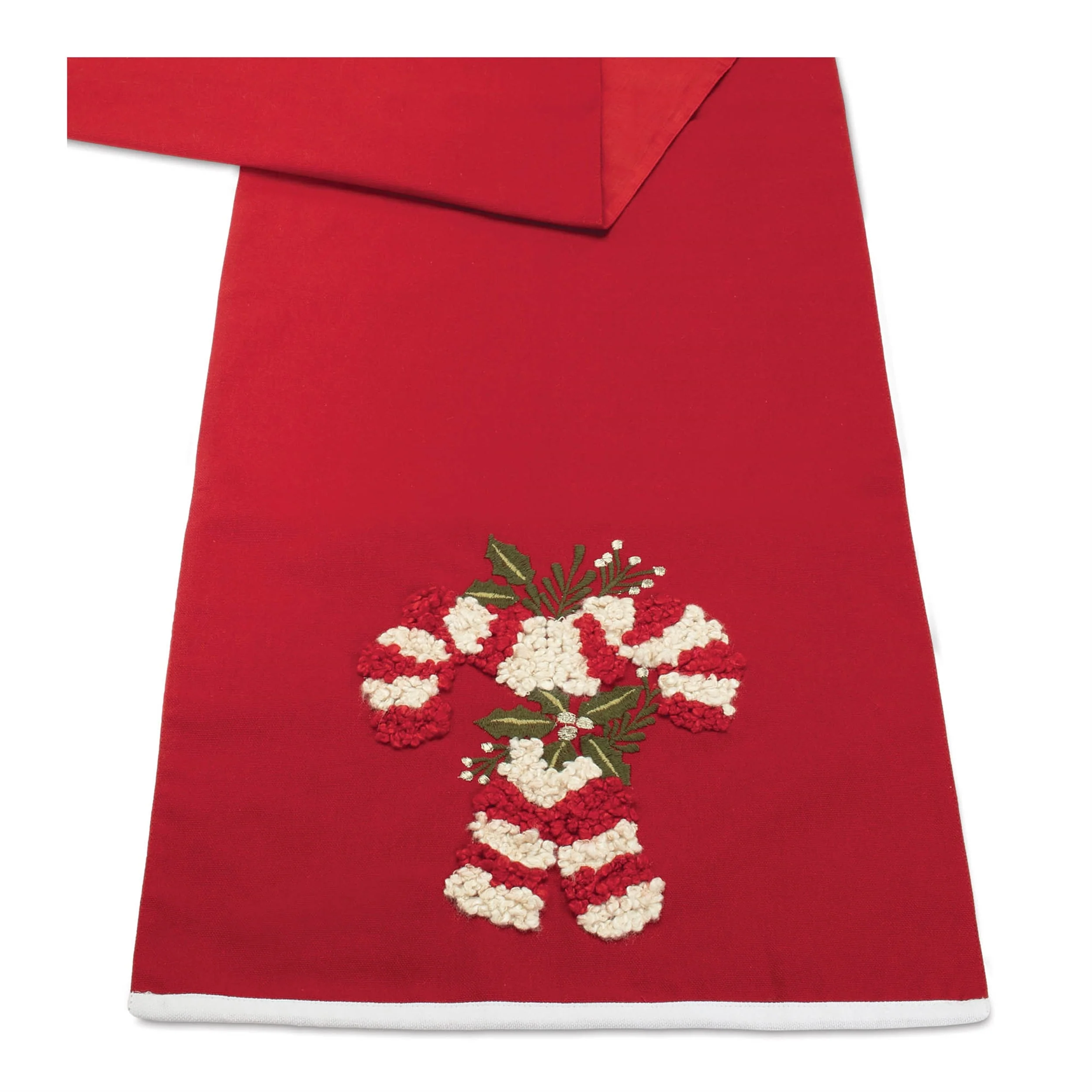 Embroidered Candy Cane Table Runner 72"L - Image 2