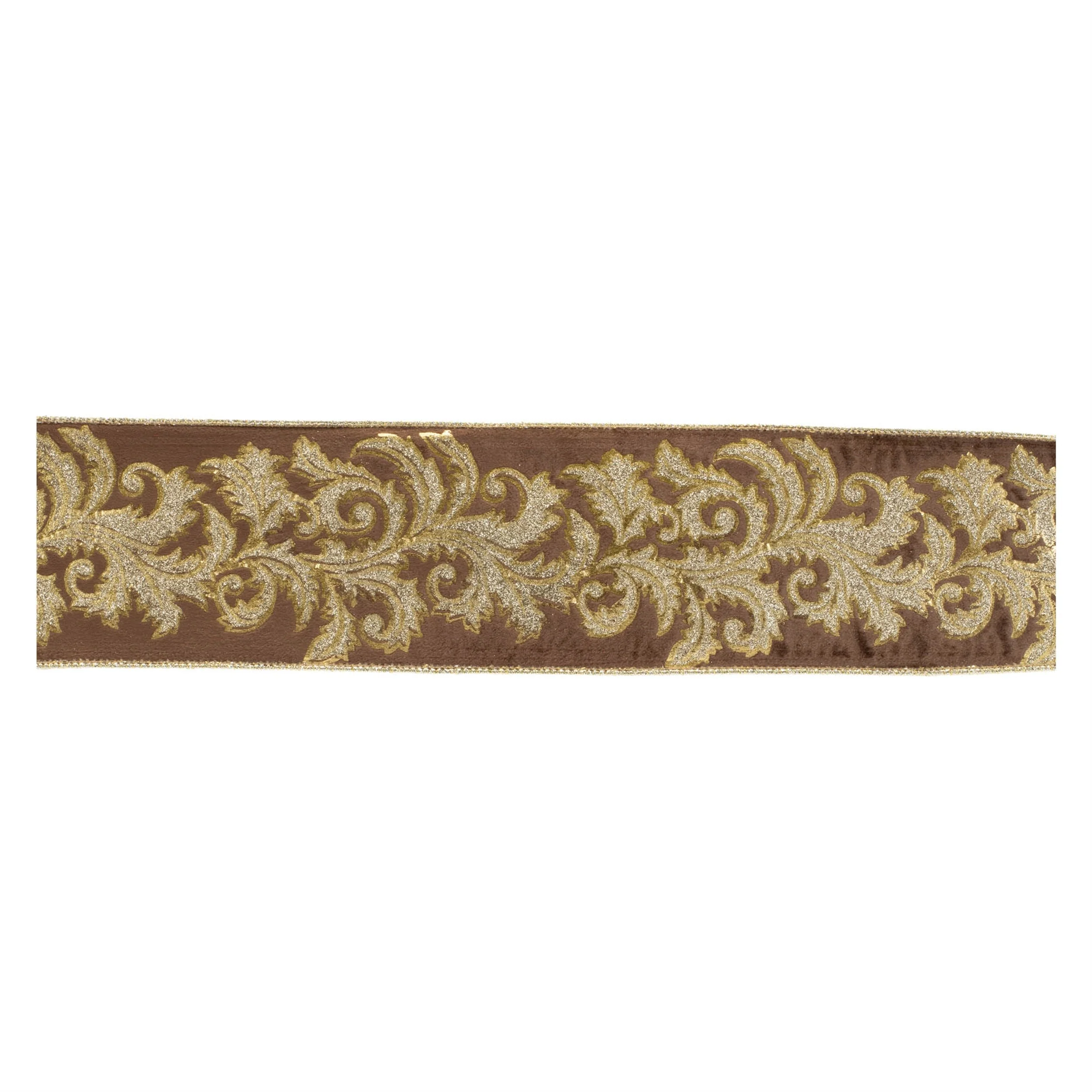 Embroidered Damask Wired Ribbon 4" x 5 Yds. - Image 3