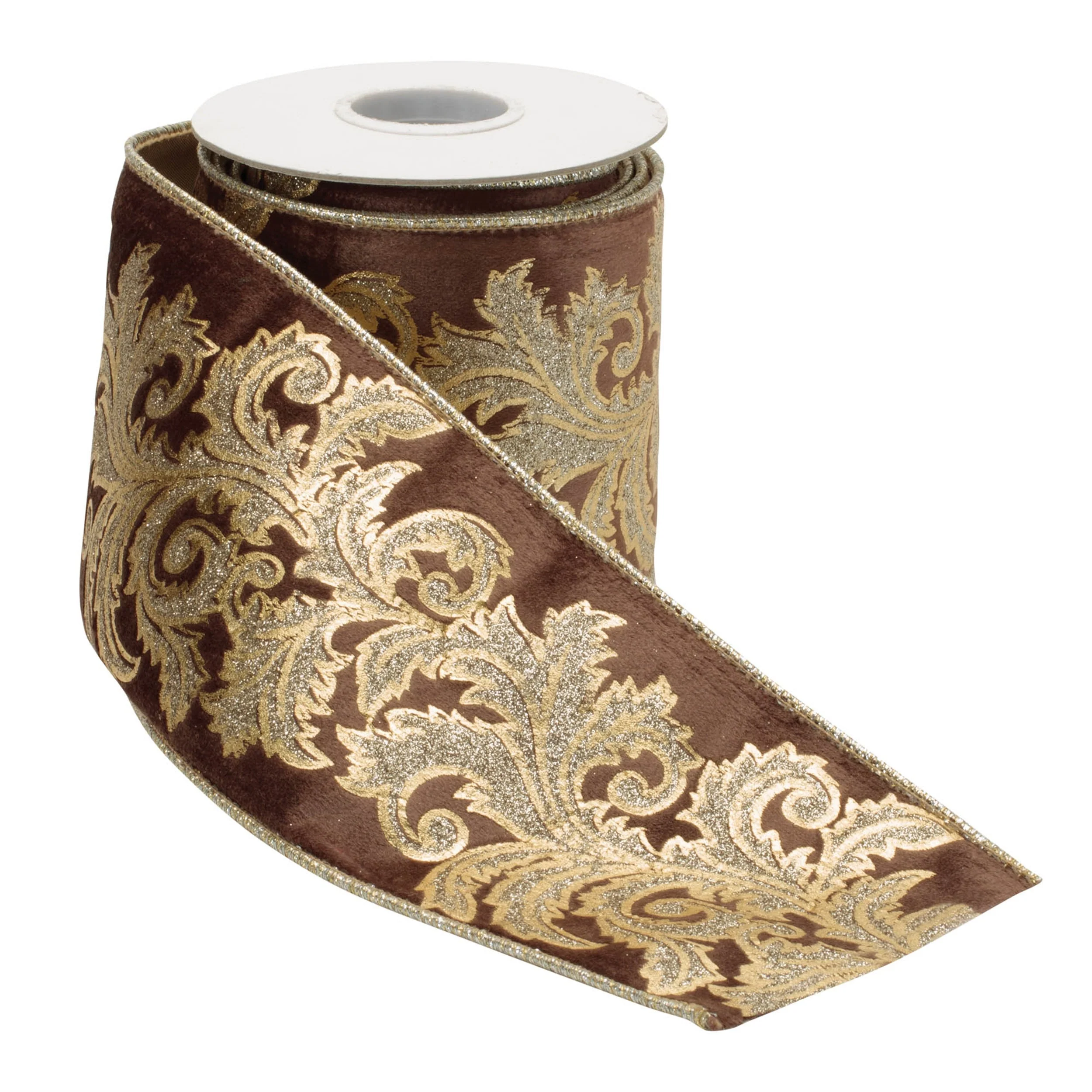 Embroidered Damask Wired Ribbon 4" x 5 Yds. - Image 4