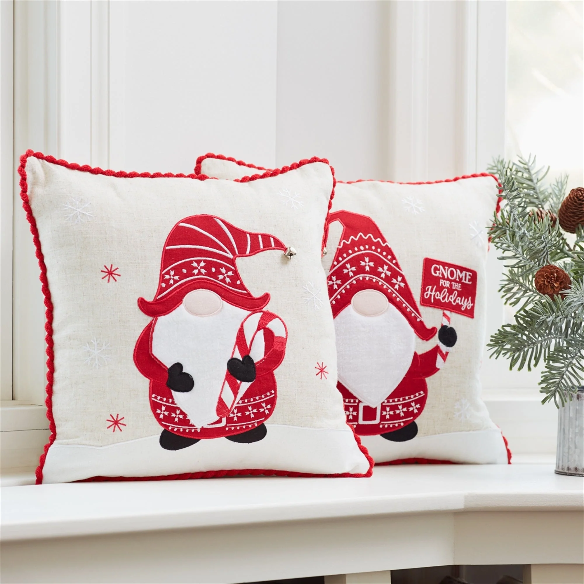 Embroidered Gnome and Nordic Snowflake Pillow (Set of 2) - Image 5