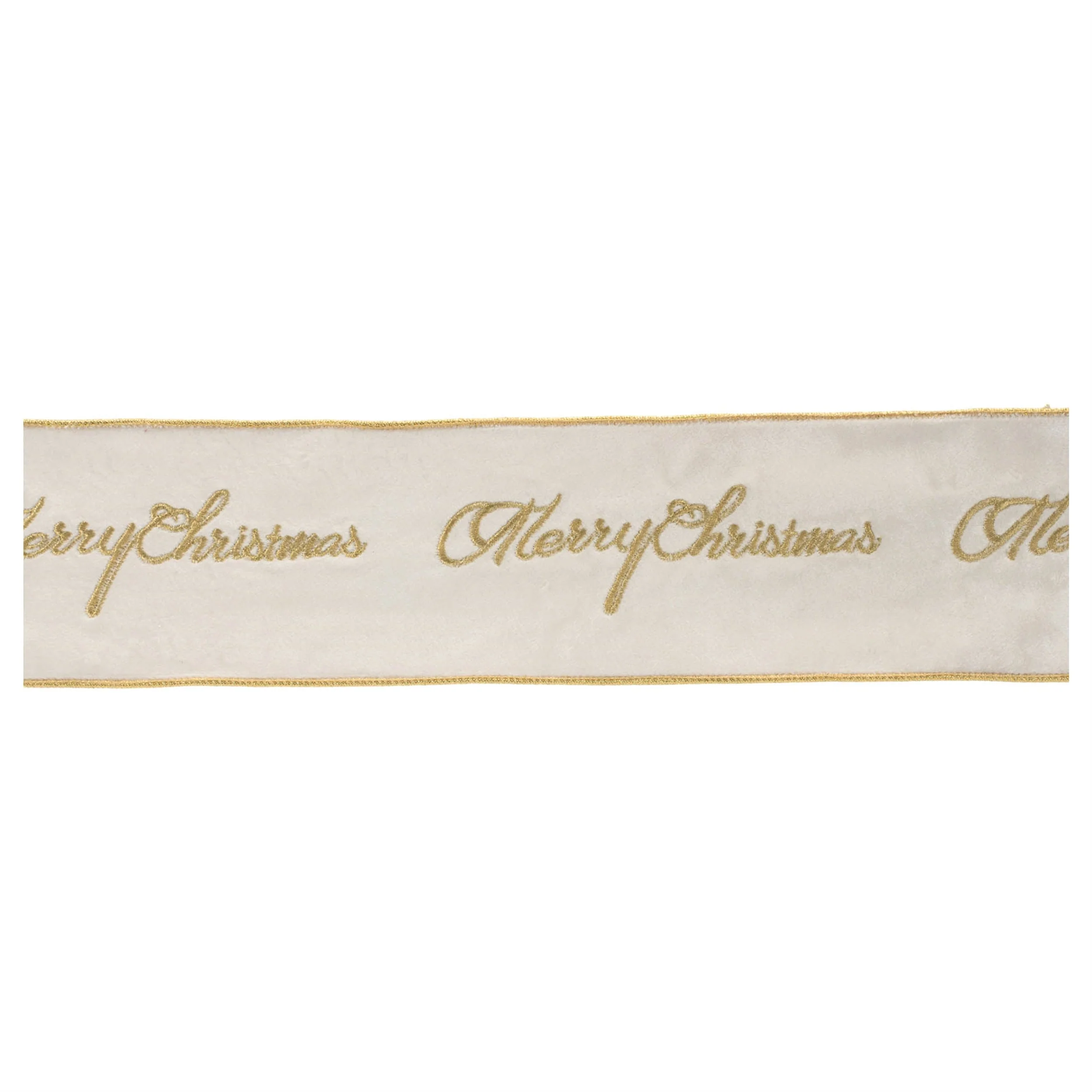 Embroidered Merry Christmas Wired Ribbon 4" x 5 Yds. - Image 3