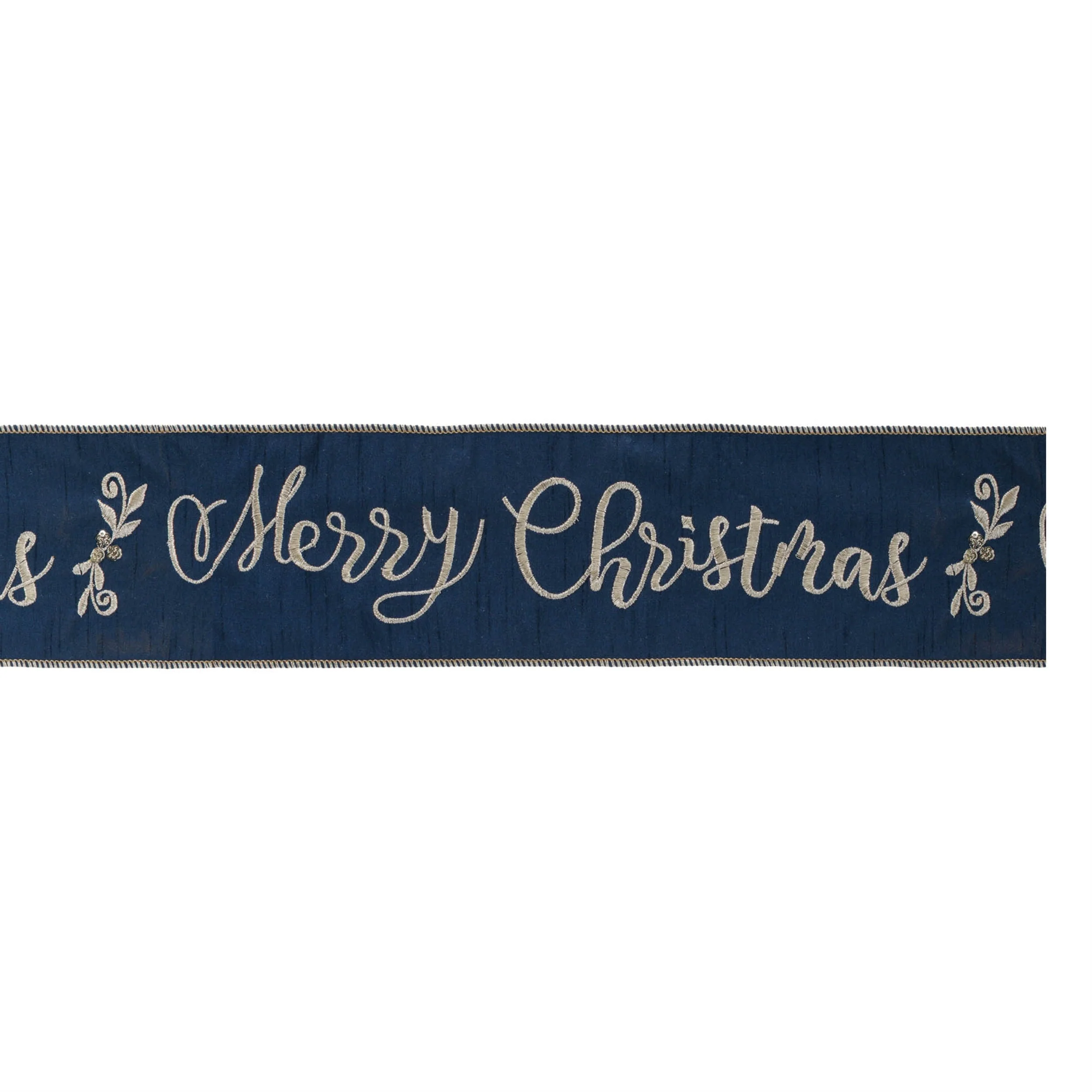 Embroidered Merry Christmas Wired Ribbon 4" x 5 Yds. - Image 5