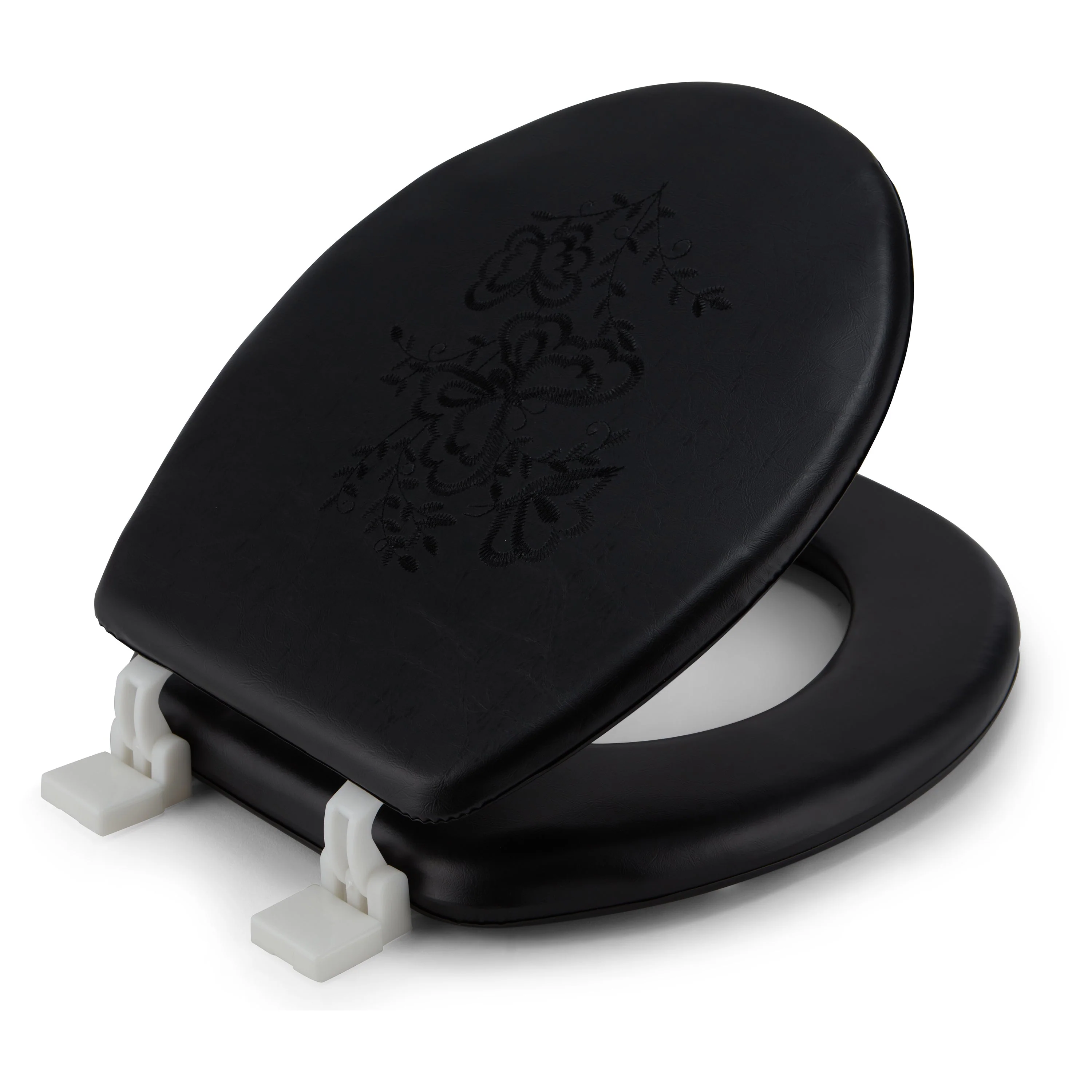 Embroidered Padded Soft Round Toilet Seat With Easy Clean & Change Hinge - Image 10