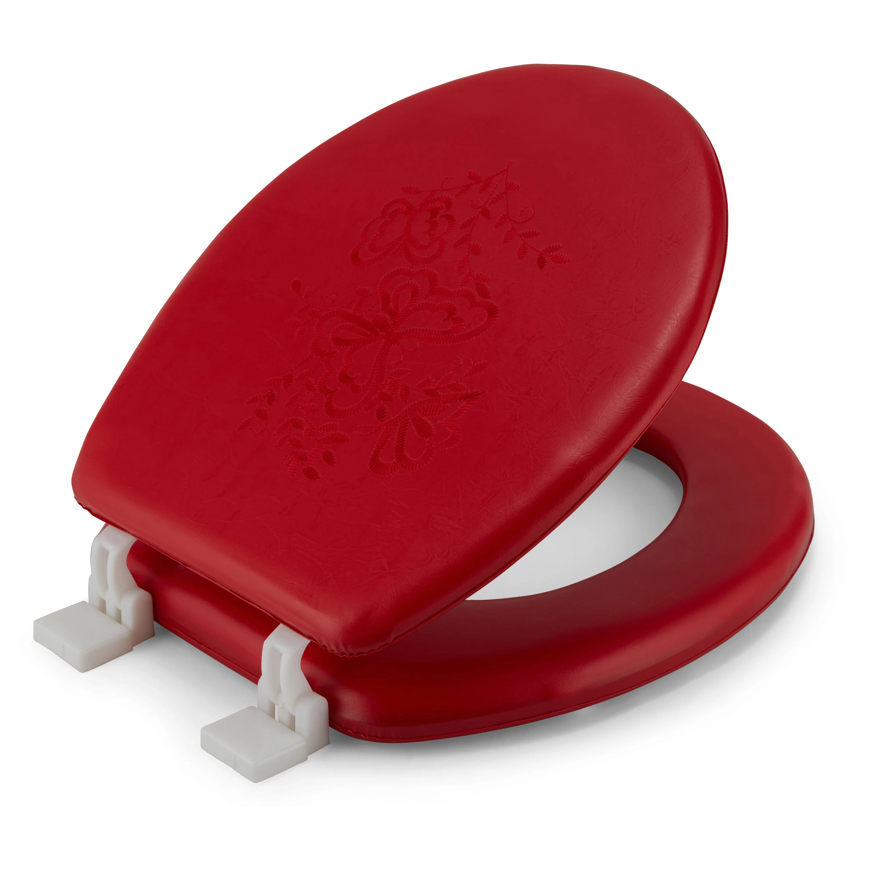 Embroidered Padded Soft Round Toilet Seat With Easy Clean & Change Hinge - Image 2