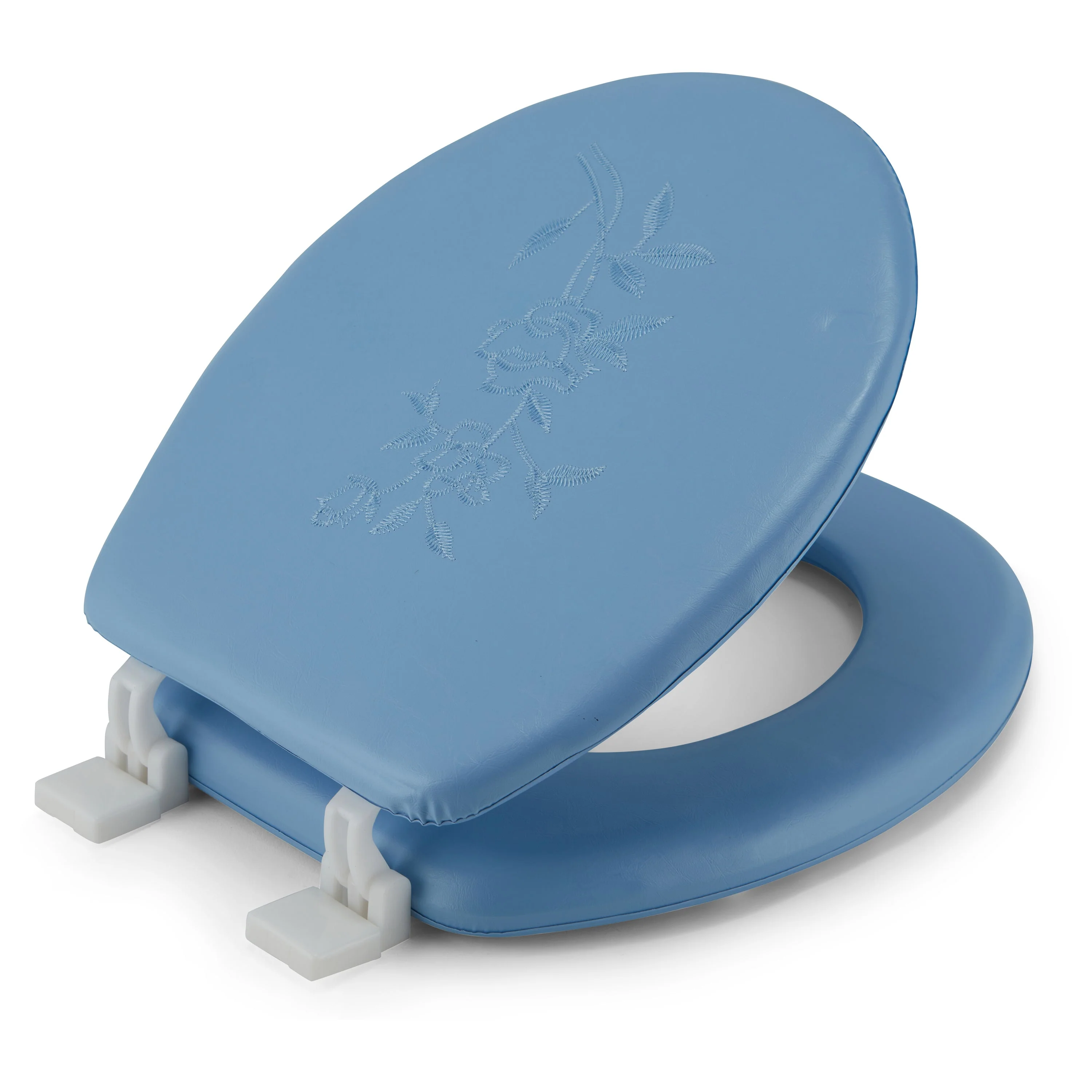 Embroidered Padded Soft Round Toilet Seat With Easy Clean & Change Hinge - Image 29