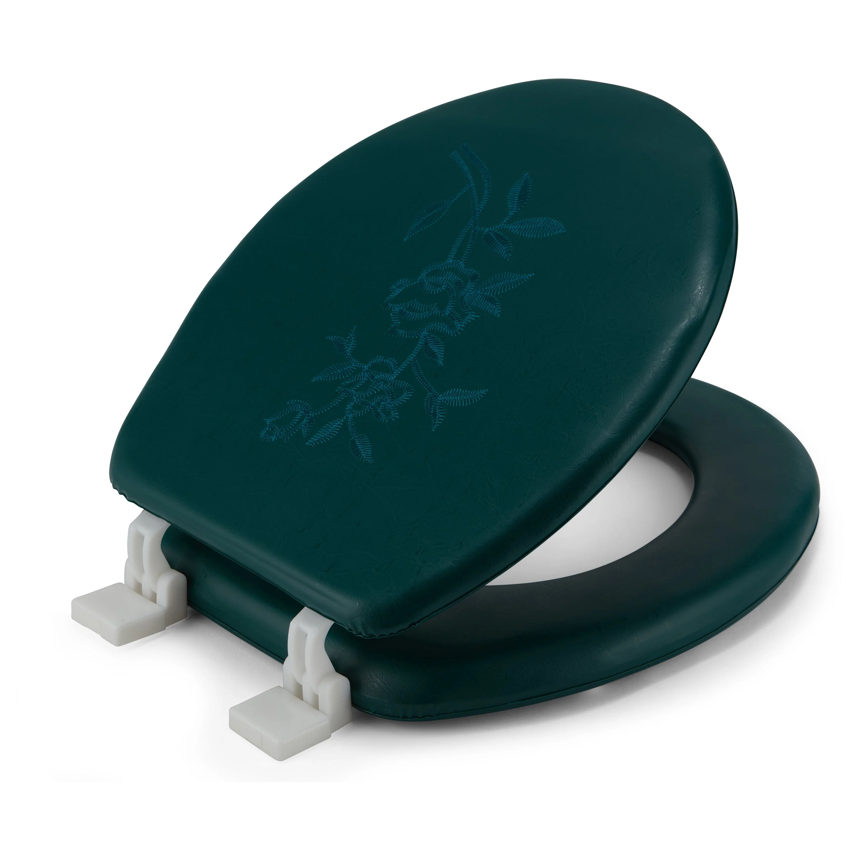 Embroidered Padded Soft Round Toilet Seat With Easy Clean & Change Hinge - Image 4