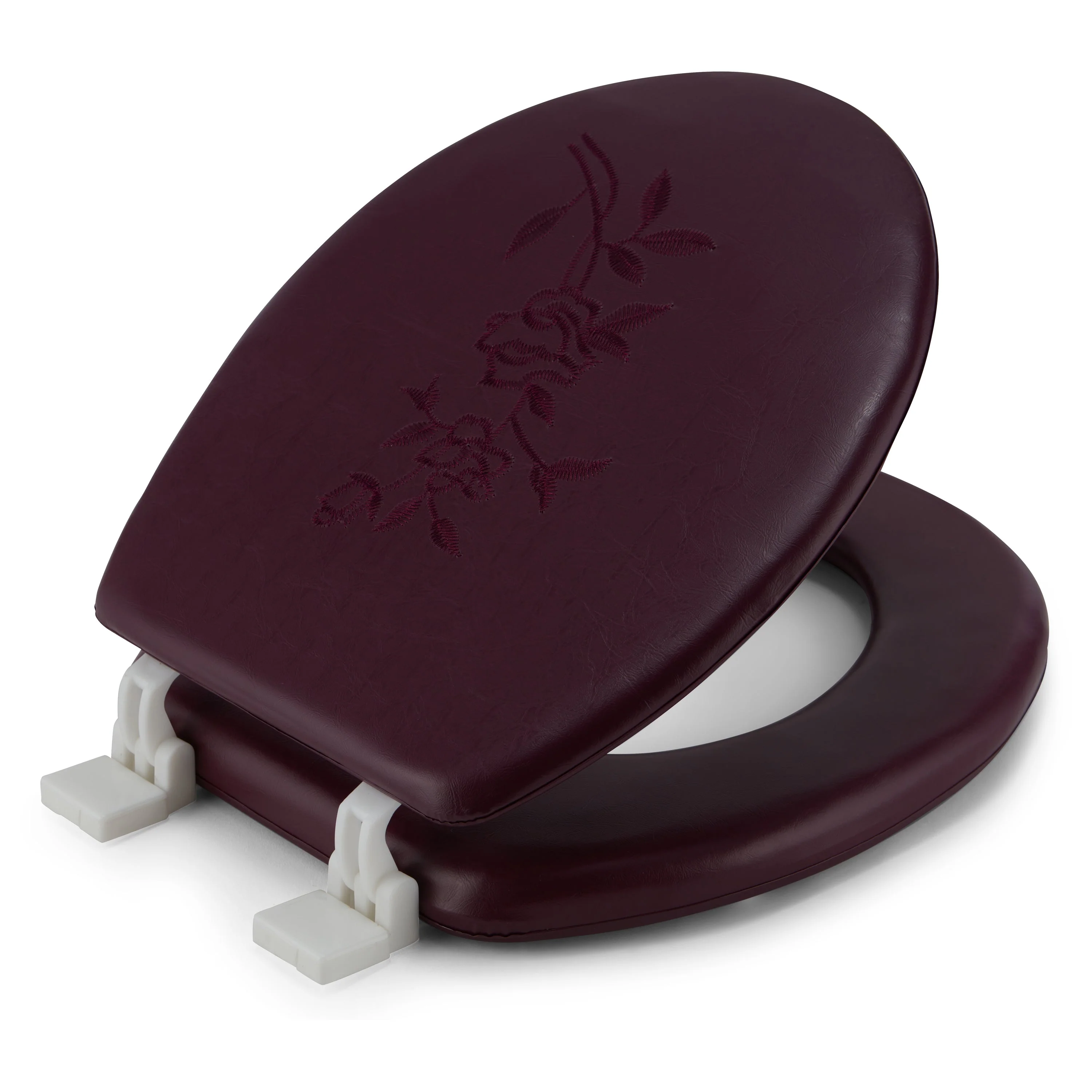 Embroidered Padded Soft Round Toilet Seat With Easy Clean & Change Hinge - Image 6