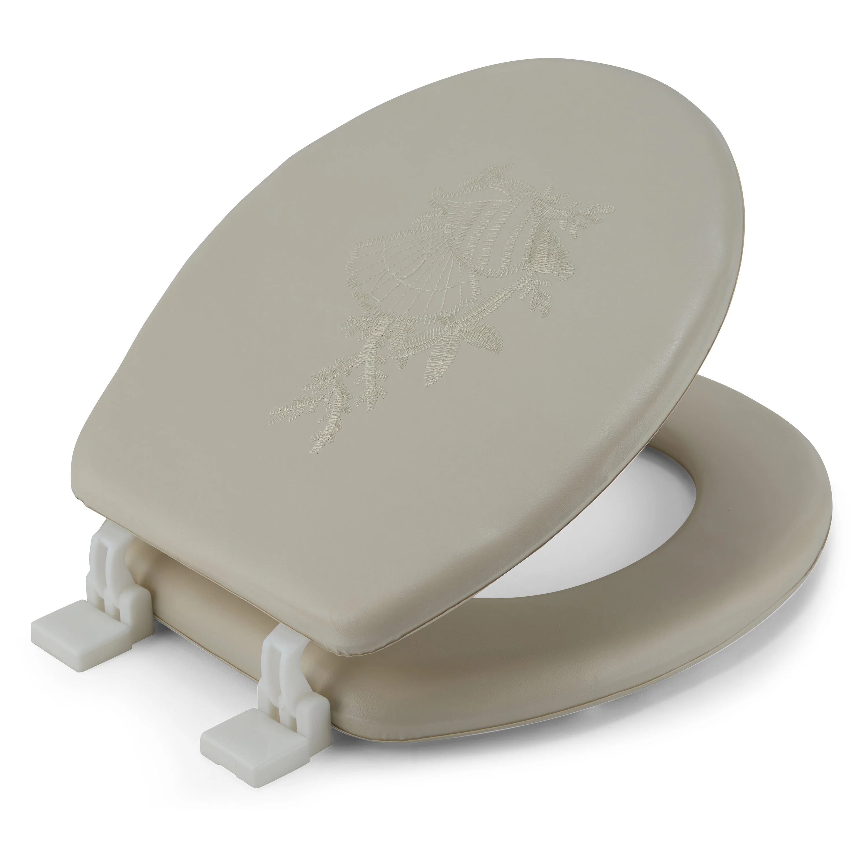 Embroidered Padded Soft Round Toilet Seat With Easy Clean & Change Hinge - Image 8