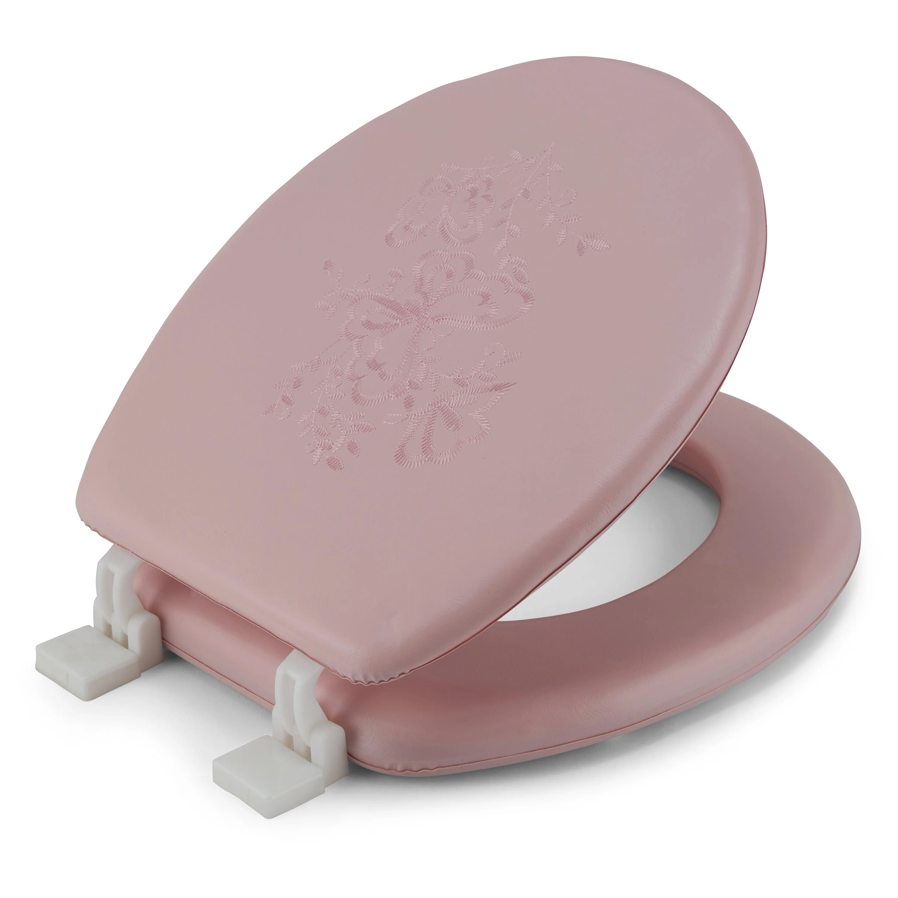 Embroidered Padded Soft Round Toilet Seat With Easy Clean & Change Hinge - Image 9