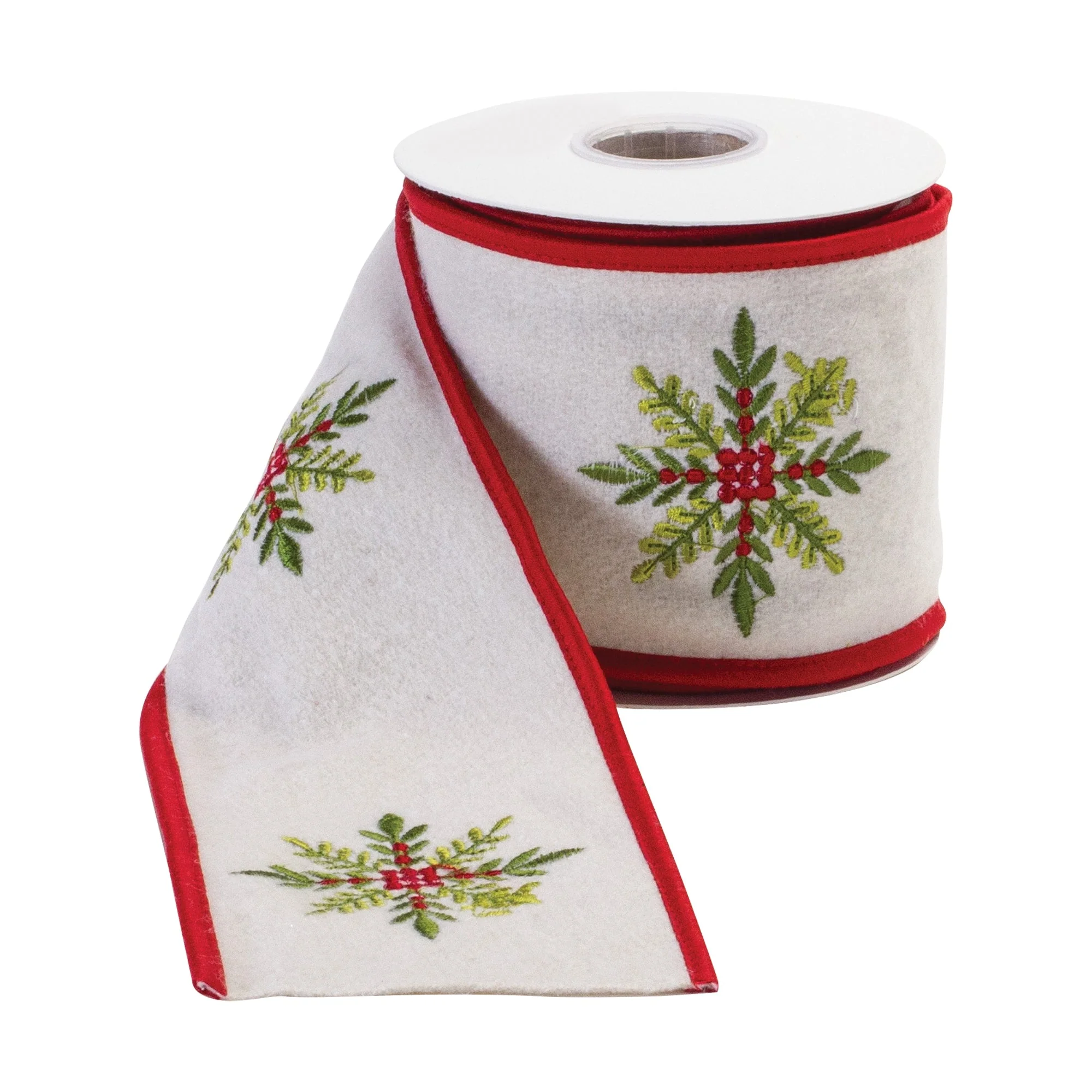 Embroidered Snowflake Holiday Ribbon 4" x 5 yds. - Image 2