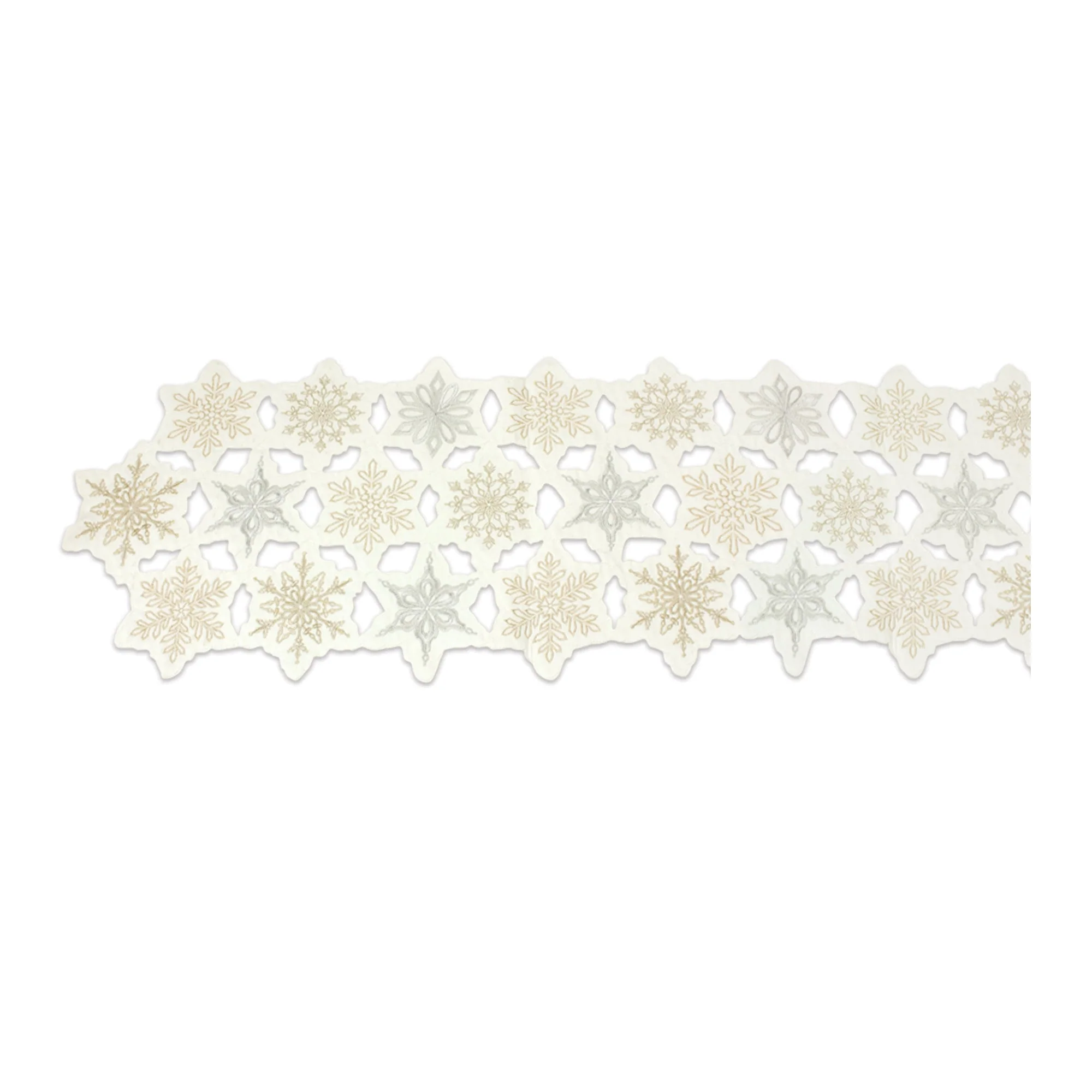 Embroidered Snowflake Table Runner 68"L - Image 2