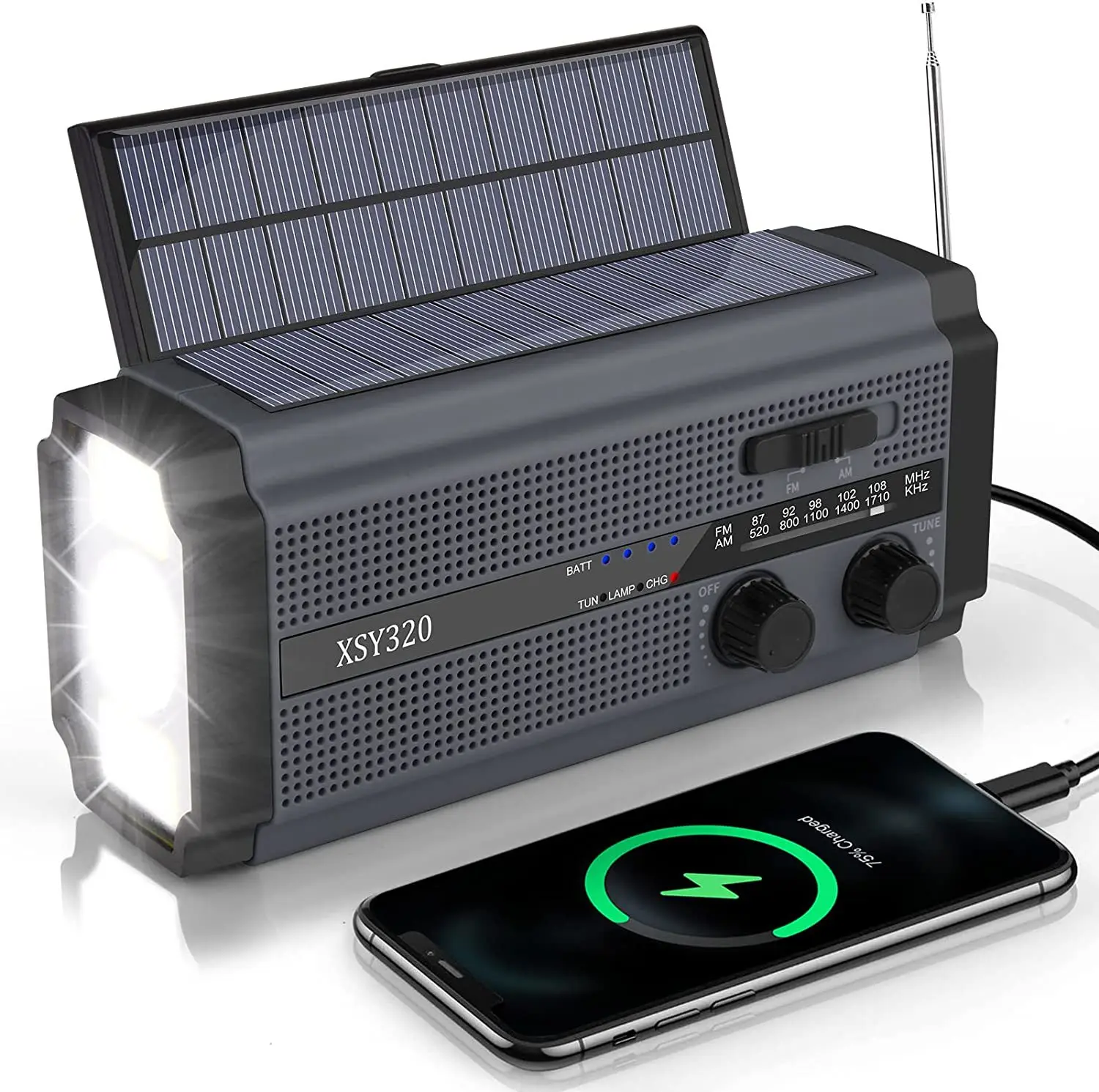 Emergency Hand Crank Solar Radio NOAA Weather AM FM Power Bank LED SOS - Image 8