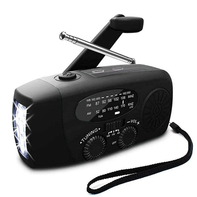 Emergency NOAA Weather Radio AM FM Solar Hand Crank Power Bank LED Flashlight - Image 7