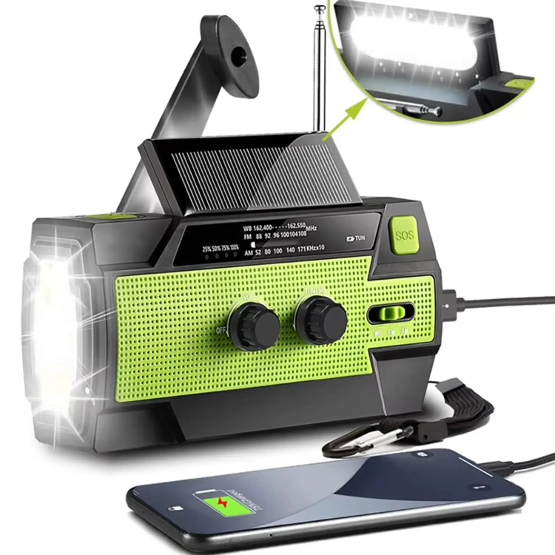 Emergency NOAA Weather Radio Solar Hand Crank 4000mAh Power Bank SOS LED - Image 5