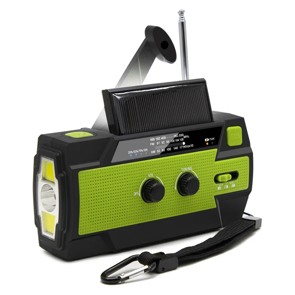 Emergency NOAA Weather Radio Solar Hand Crank 4000mAh Power Bank SOS LED - Image 7