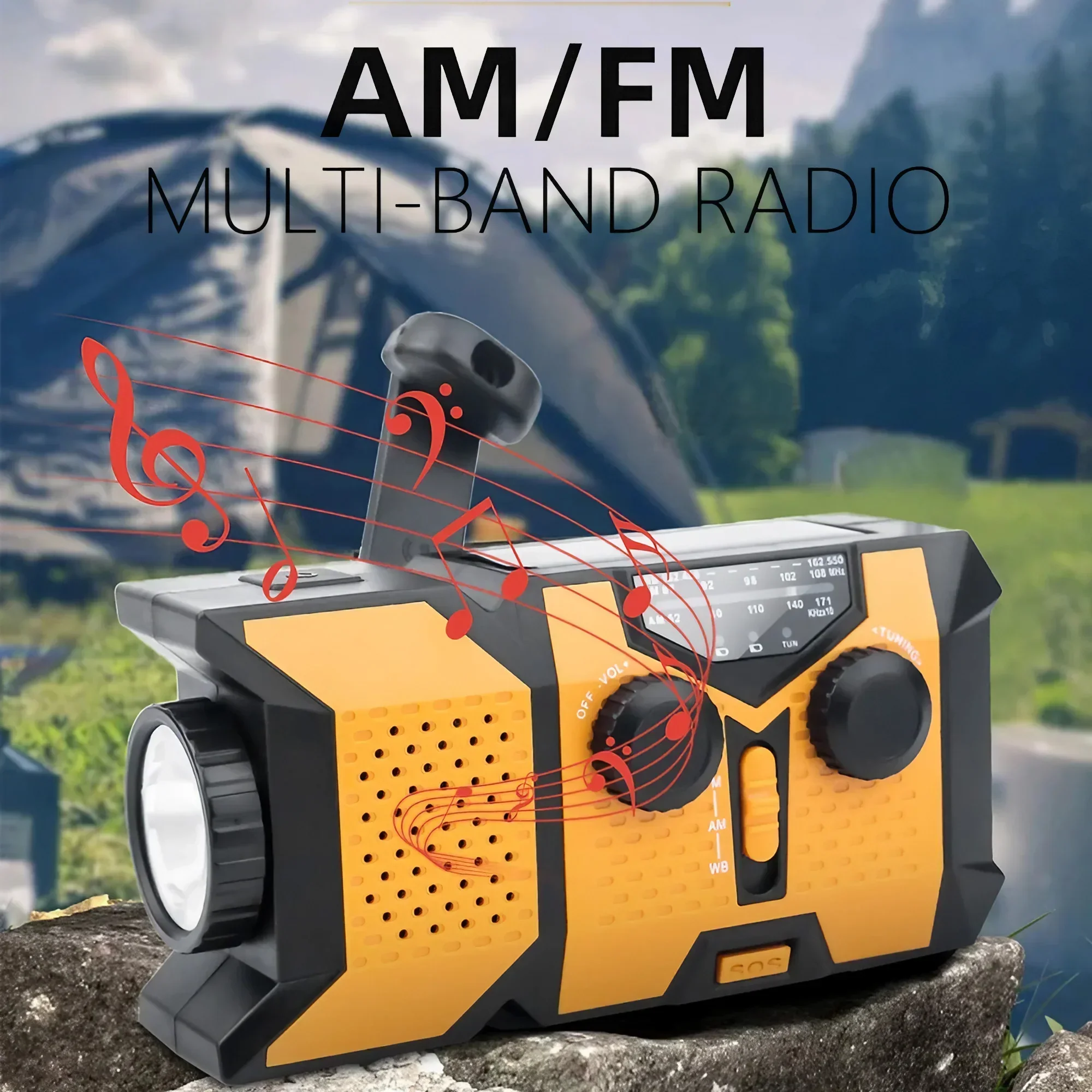 Emergency NOAA Weather Radio Solar Hand Crank AM FM Power Bank LED Flashlight - Image 4