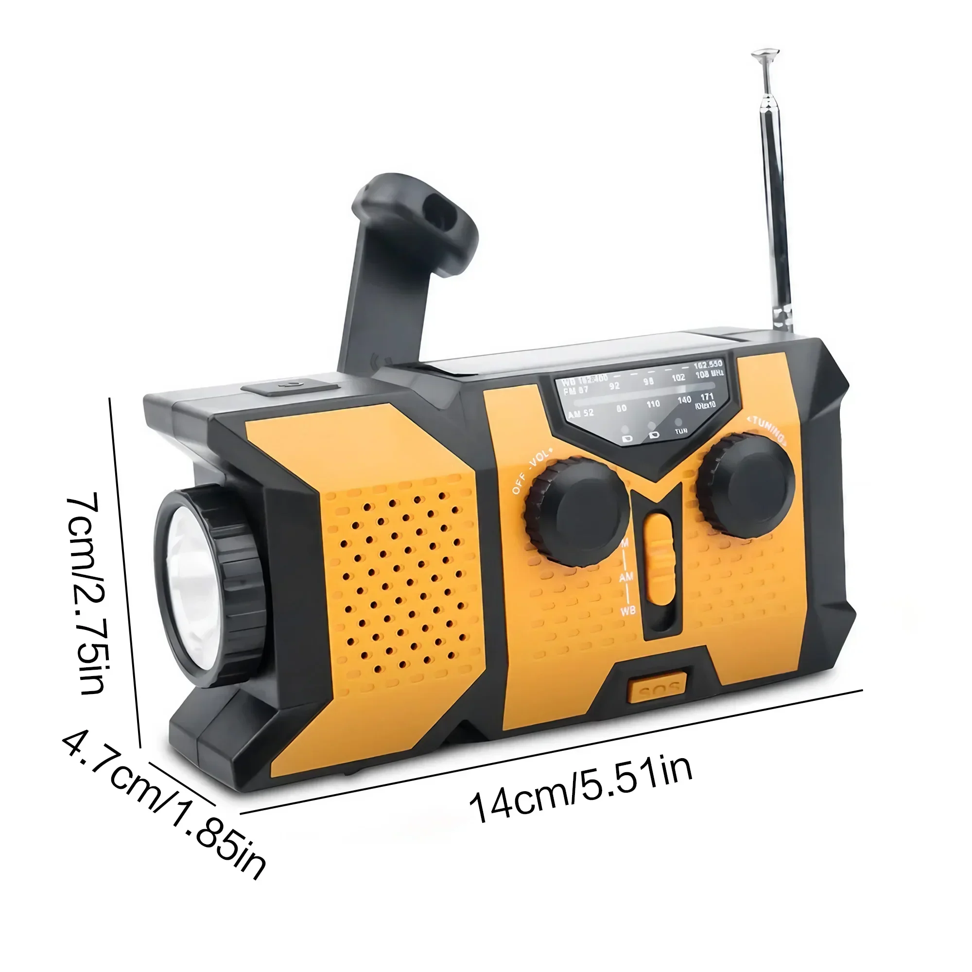 Emergency NOAA Weather Radio Solar Hand Crank AM FM Power Bank LED Flashlight - Image 7