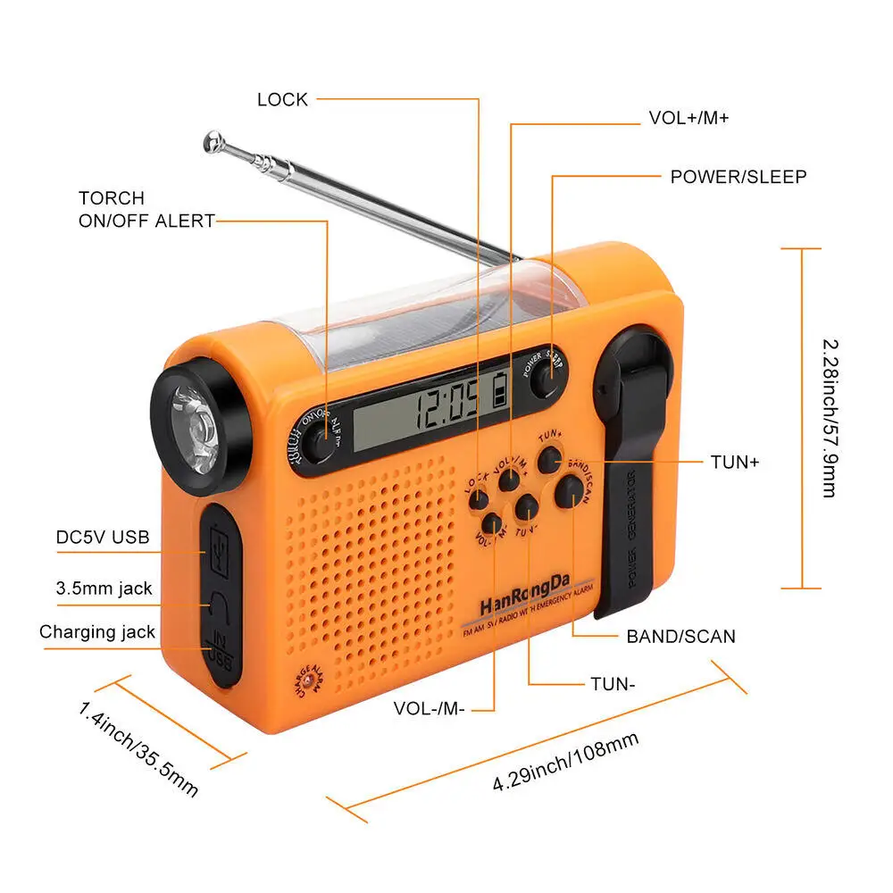 Emergency Solar Hand Crank Radio AM FM SW Weather Power Bank Phone Charger - Image 4