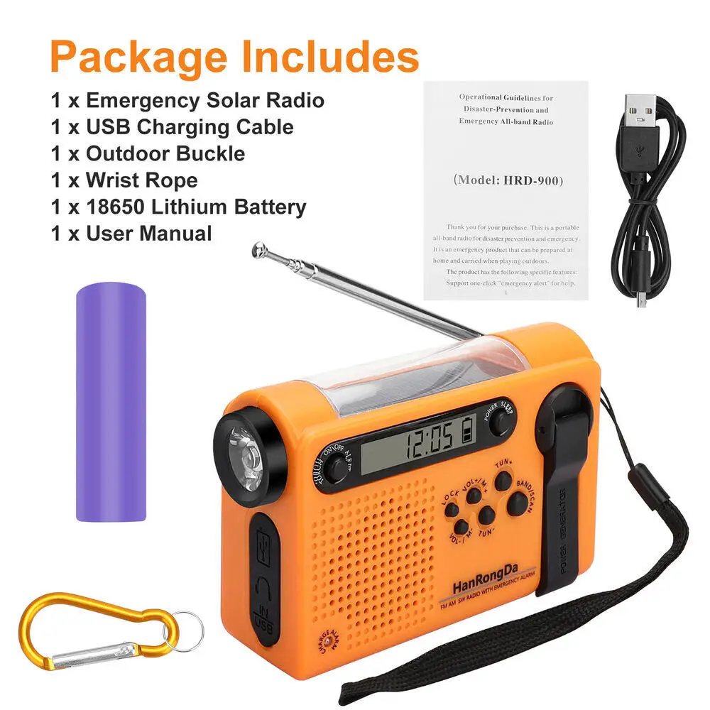 Emergency Solar Hand Crank Radio AM FM SW Weather Power Bank Phone Charger - Image 5