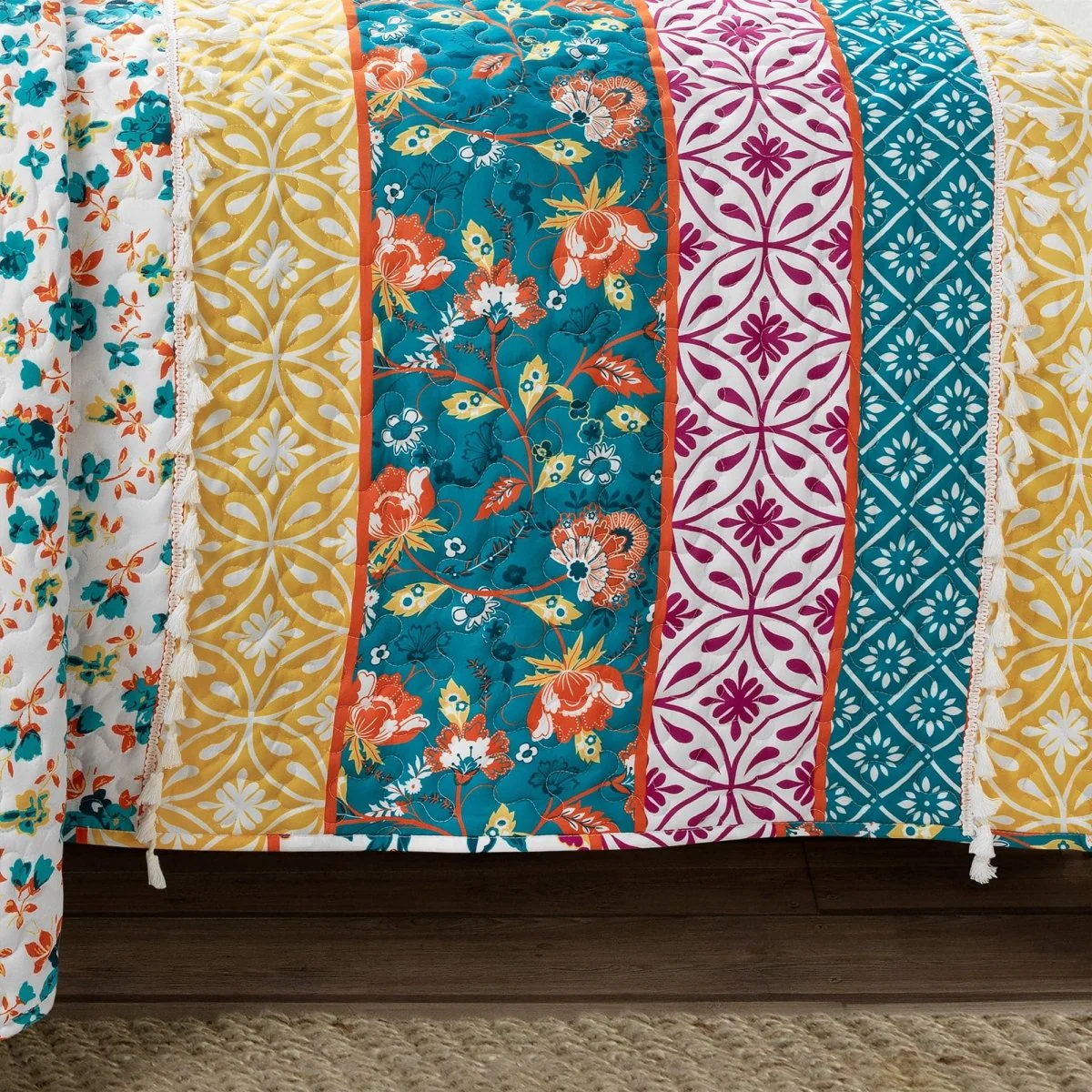 Emily Boho Stripe Reversible 3 Piece Quilt Set - Image 4