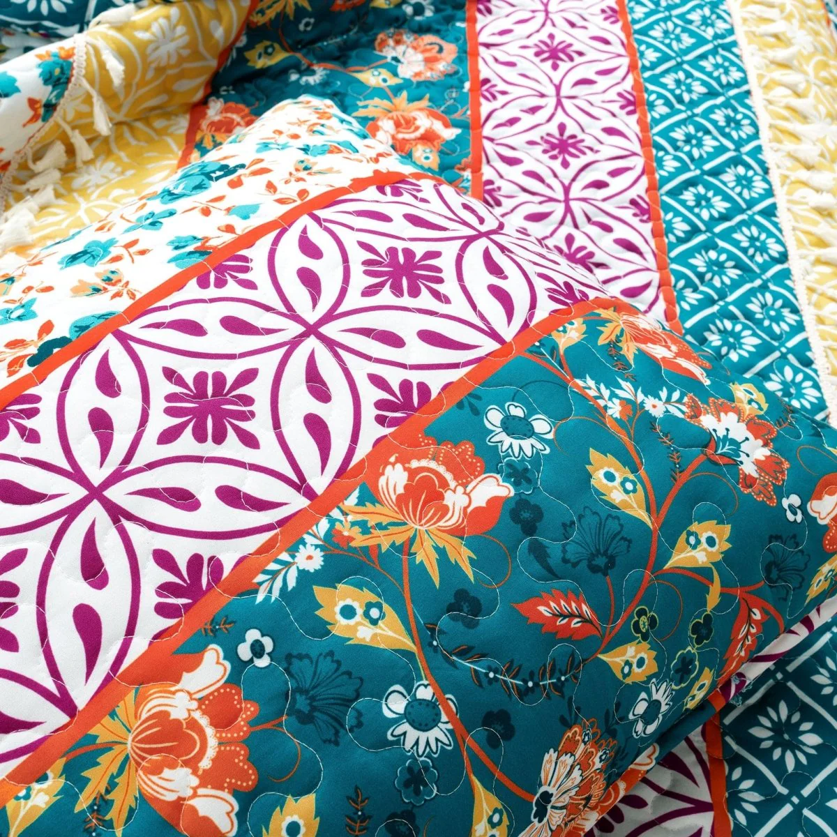 Emily Boho Stripe Reversible 3 Piece Quilt Set - Image 6