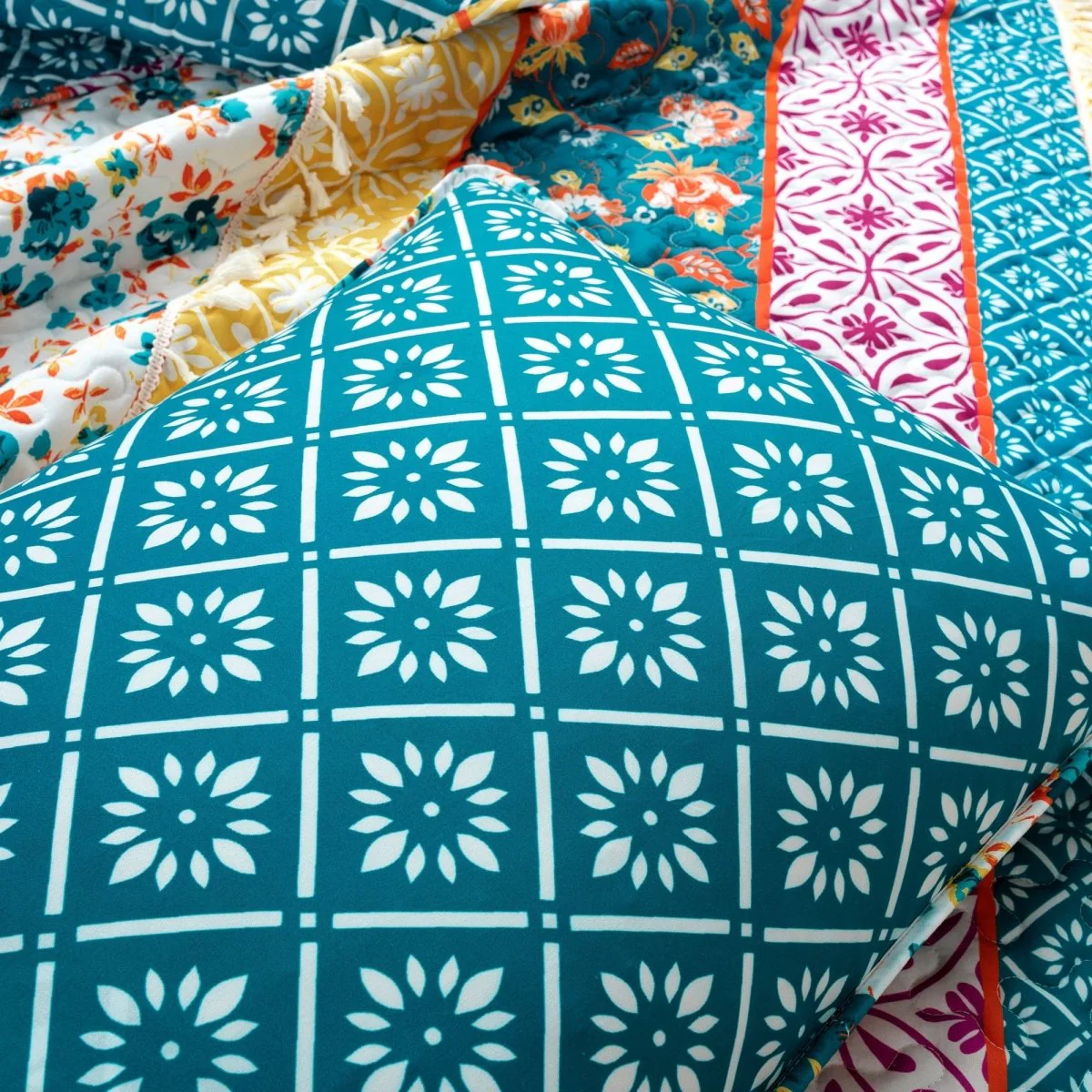 Emily Boho Stripe Reversible 3 Piece Quilt Set - Image 7