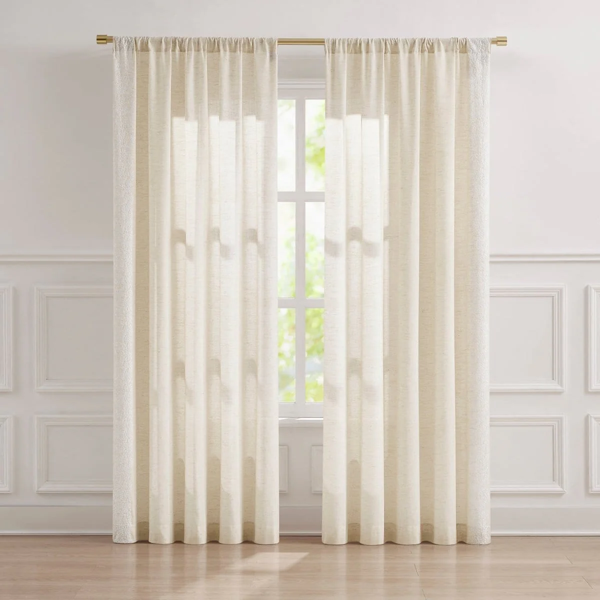 Emily Leaves Embroidered Window Curtain Panels
