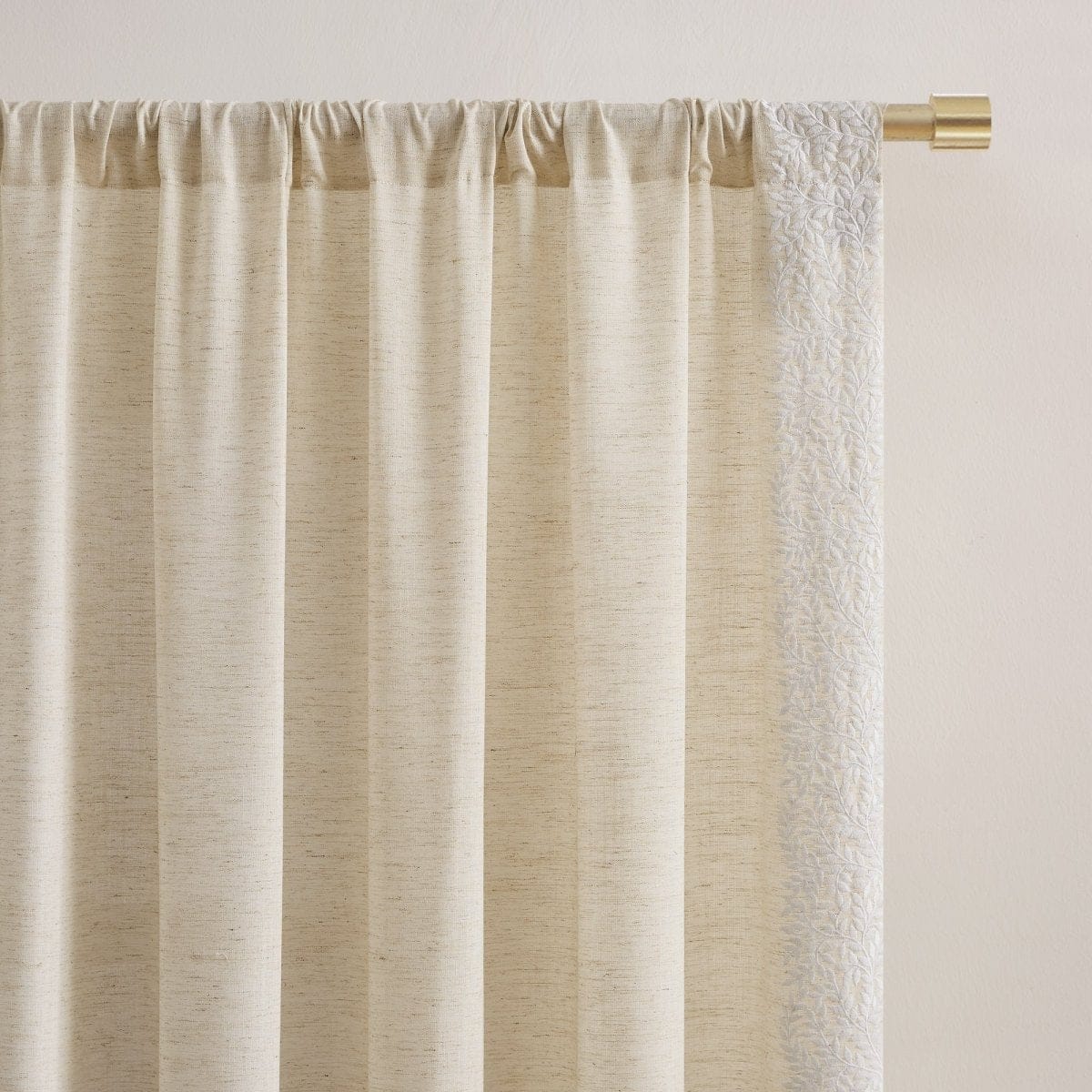 Emily Leaves Embroidered Window Curtain Panels - Image 3