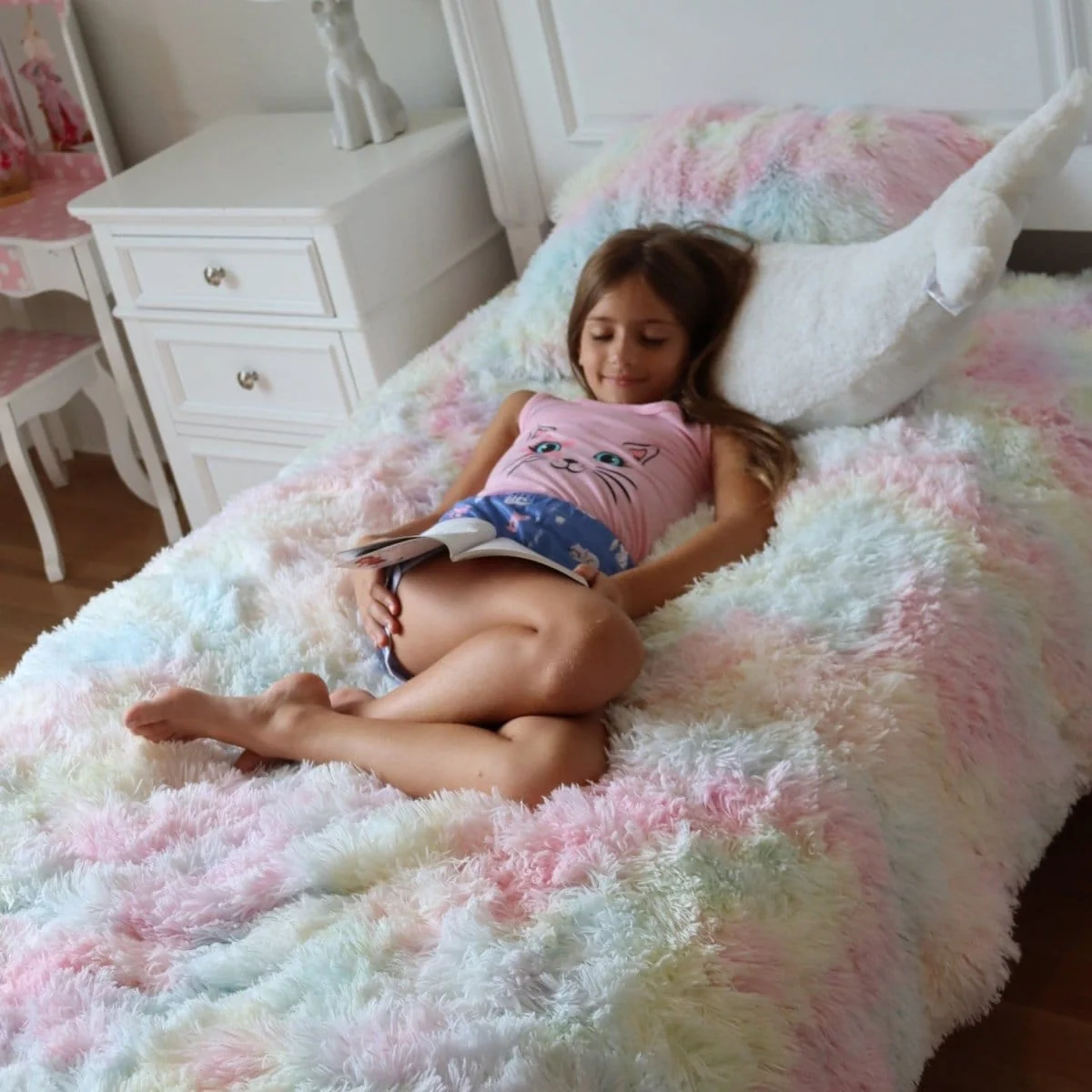 Emma Cozy Ultra Soft Rainbow Faux Fur Comforter Set - Image 11