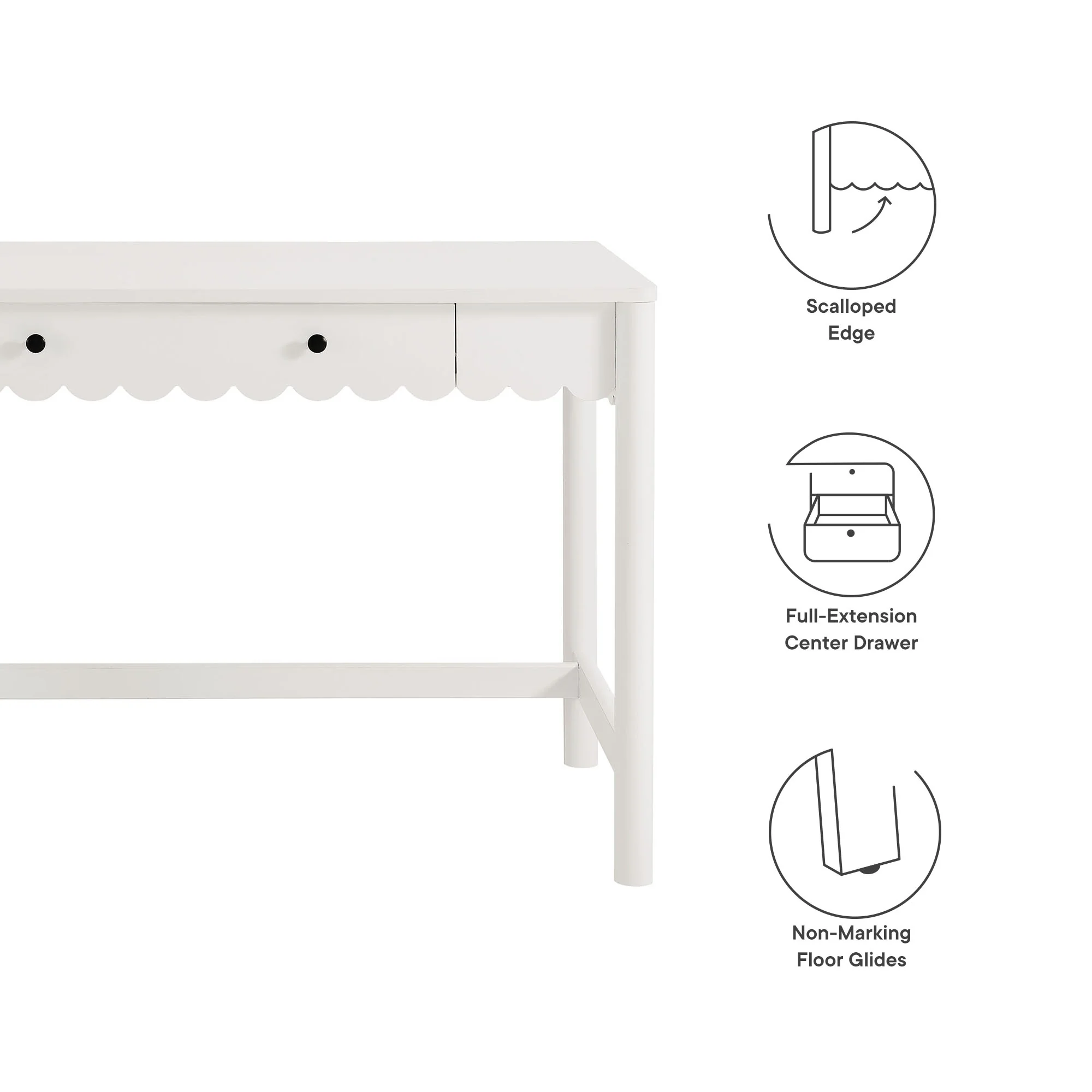 Emmeline 1-Drawer Scallop Writing Desk by Modway - Image 16