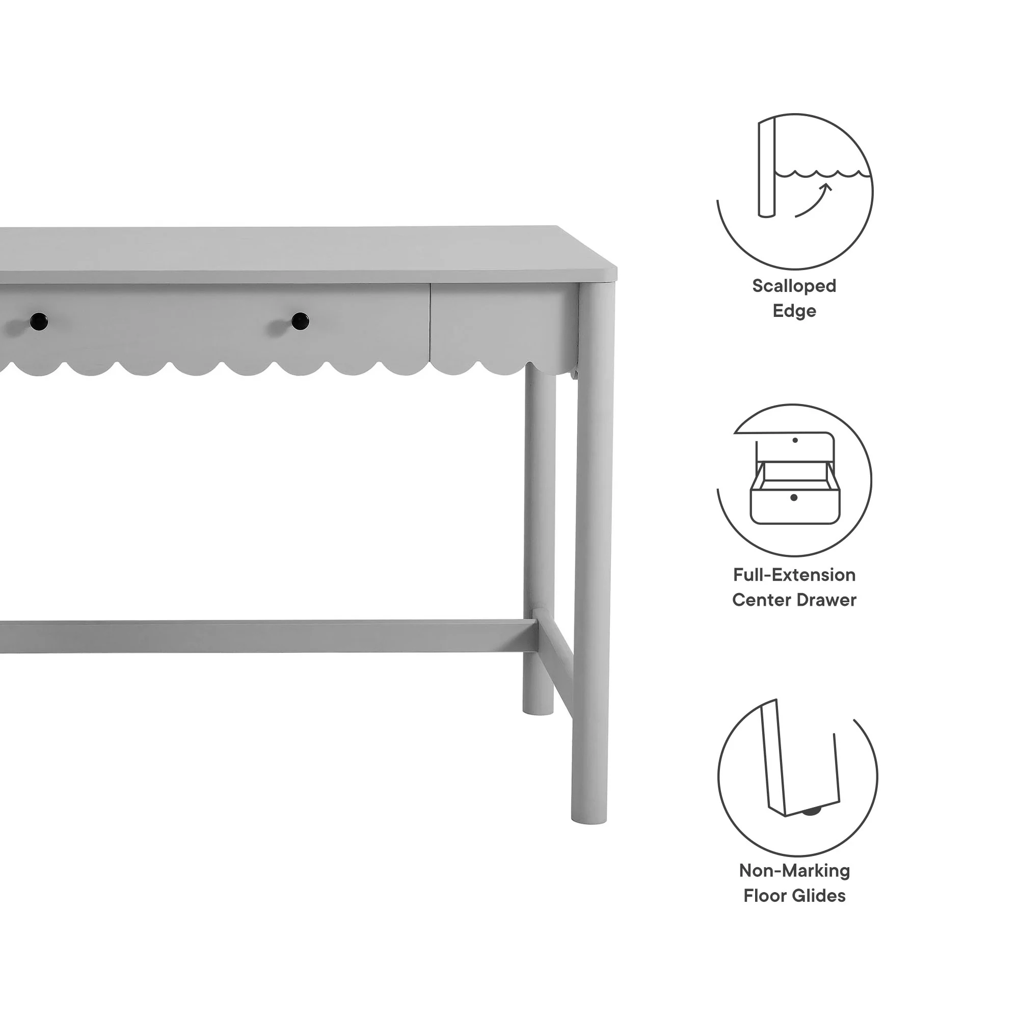Emmeline 1-Drawer Scallop Writing Desk by Modway - Image 17