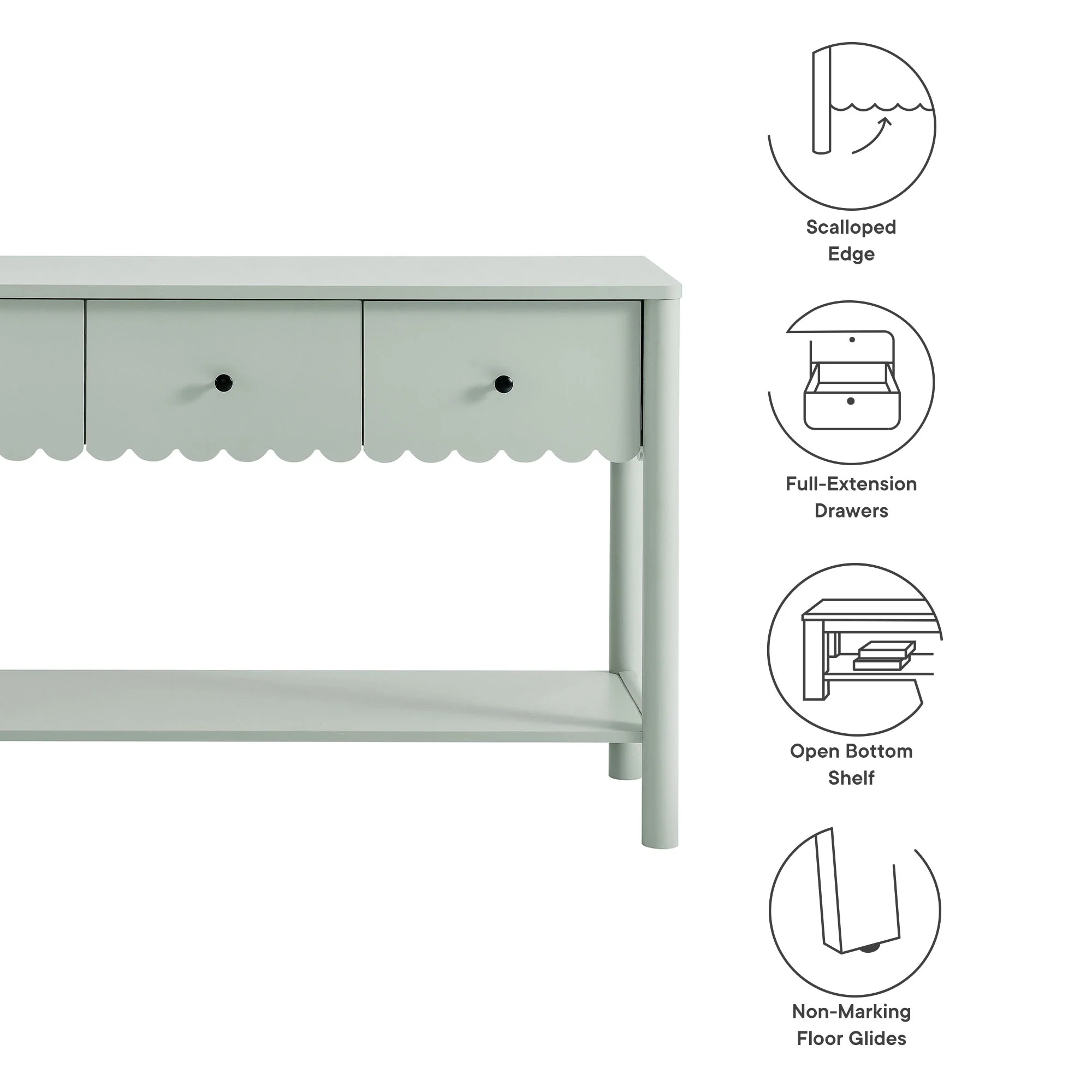 Emmeline 3-Drawer Scalloped Console Table by Modway - Image 17