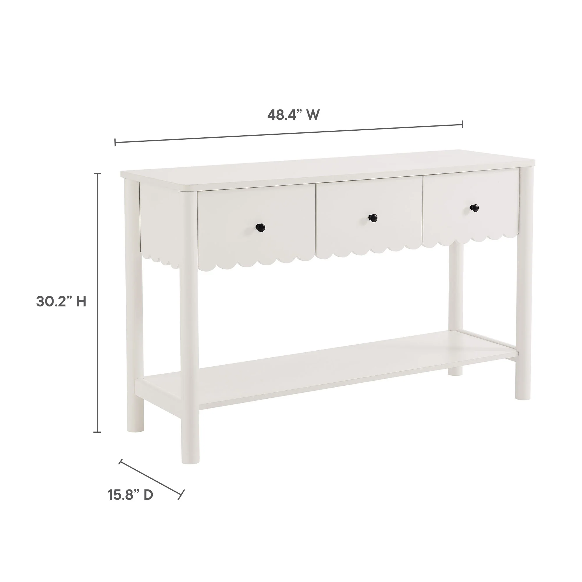 Emmeline 3-Drawer Scalloped Console Table by Modway - Image 3