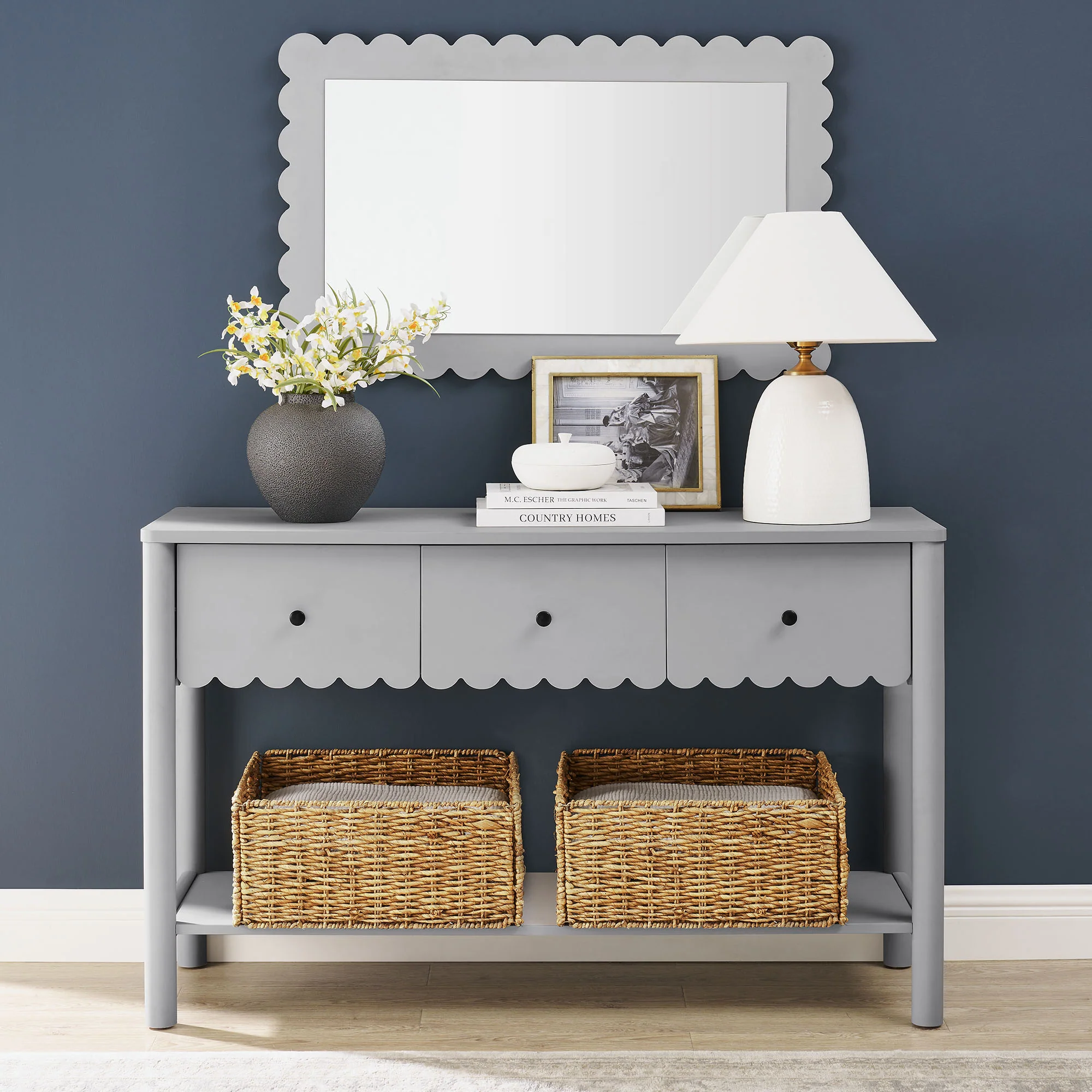 Emmeline 3-Drawer Scalloped Console Table by Modway - Image 8