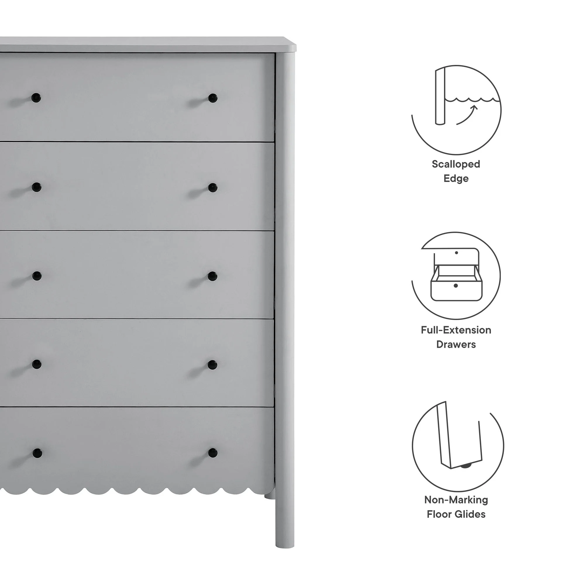Emmeline Scalloped 5-Drawer Chest by Modway - Image 16