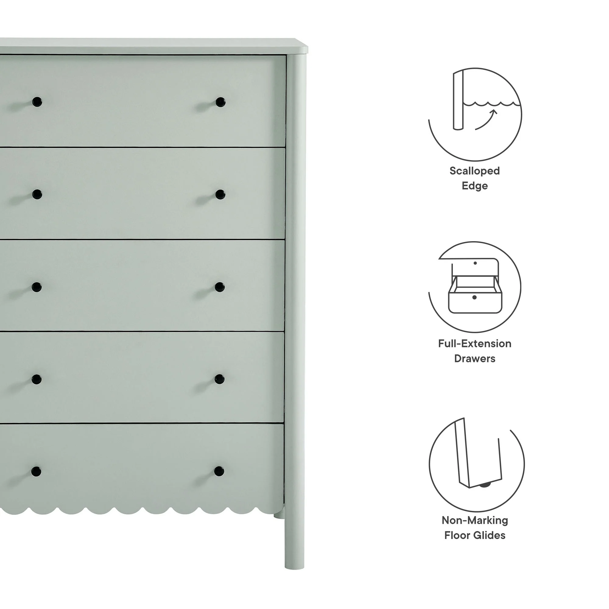 Emmeline Scalloped 5-Drawer Chest by Modway - Image 19