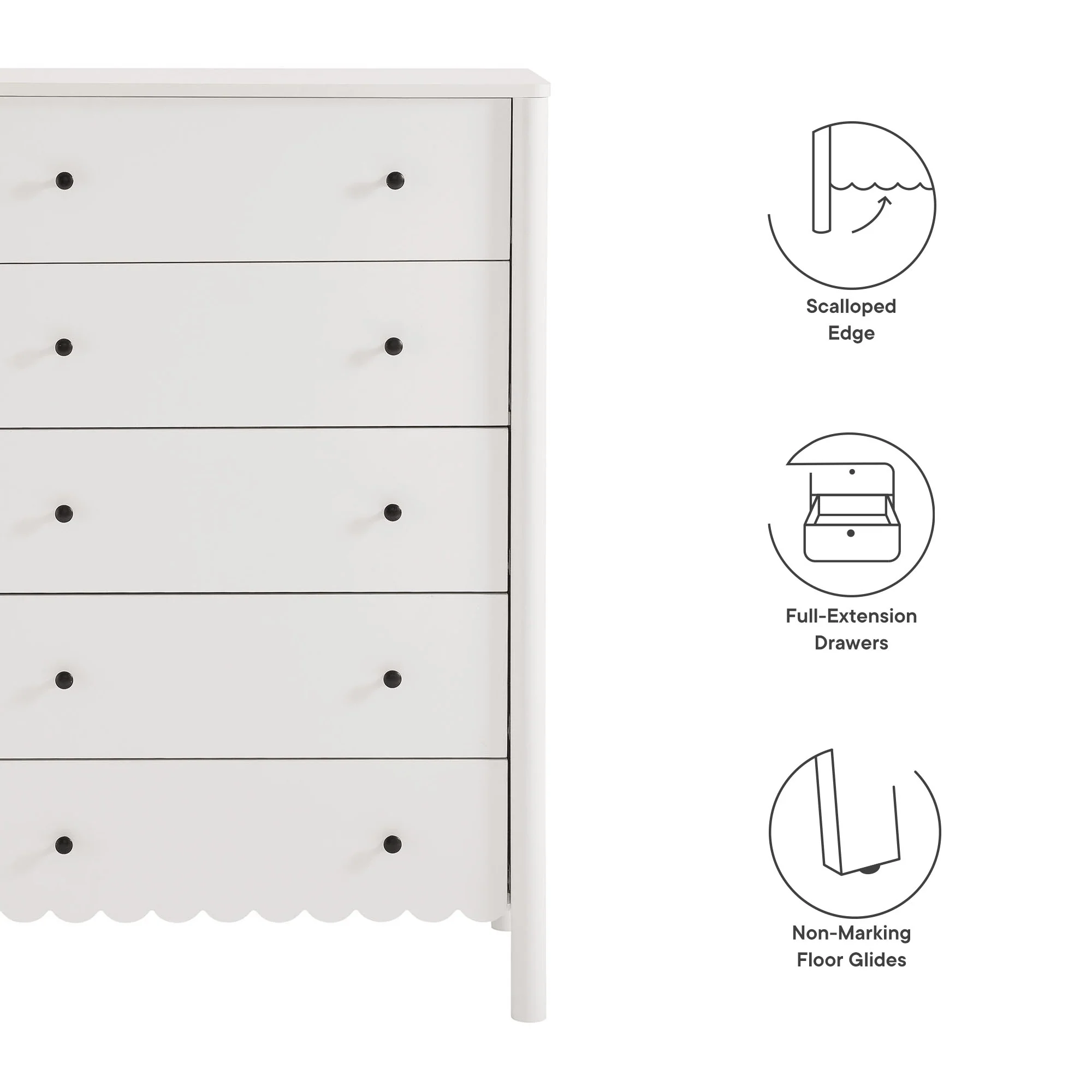 Emmeline Scalloped 5-Drawer Chest by Modway - Image 3
