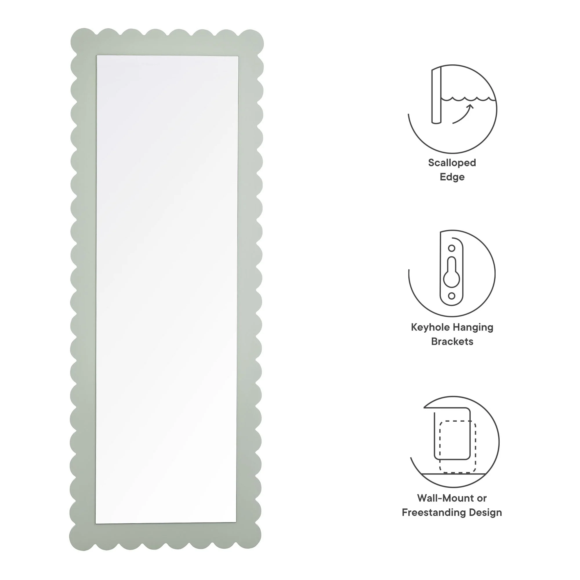 Emmeline Scalloped Rectangle Floor Mirror by Modway - Image 19