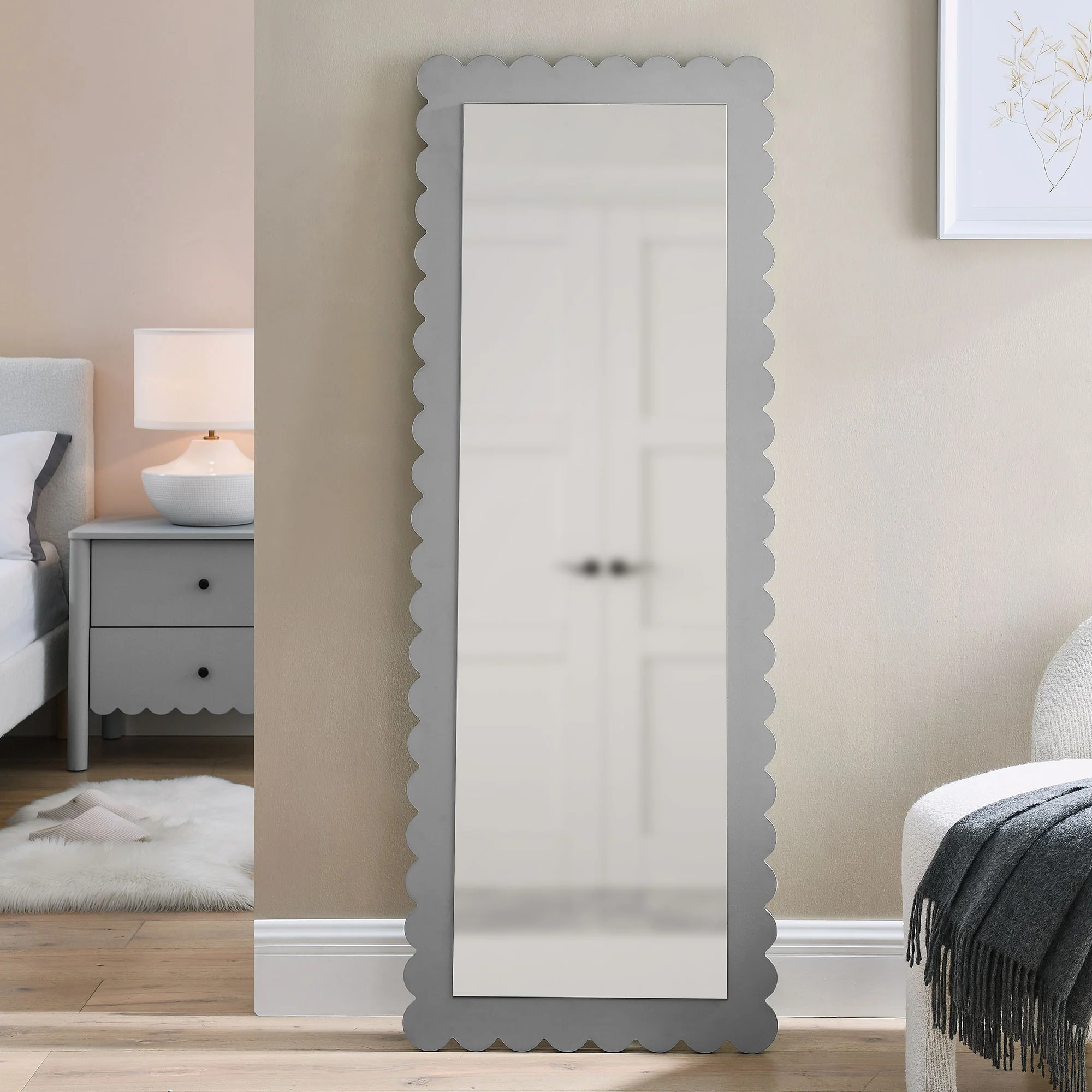Emmeline Scalloped Rectangle Floor Mirror by Modway - Image 7