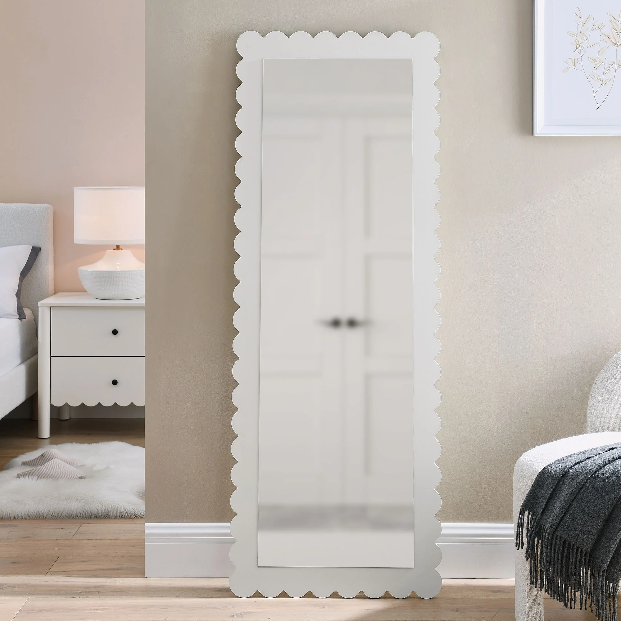 Emmeline Scalloped Rectangle Floor Mirror by Modway - Image 8