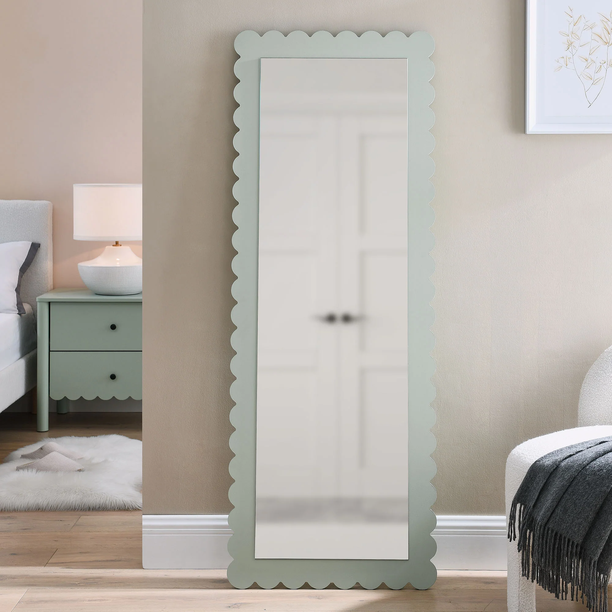 Emmeline Scalloped Rectangle Floor Mirror by Modway - Image 9