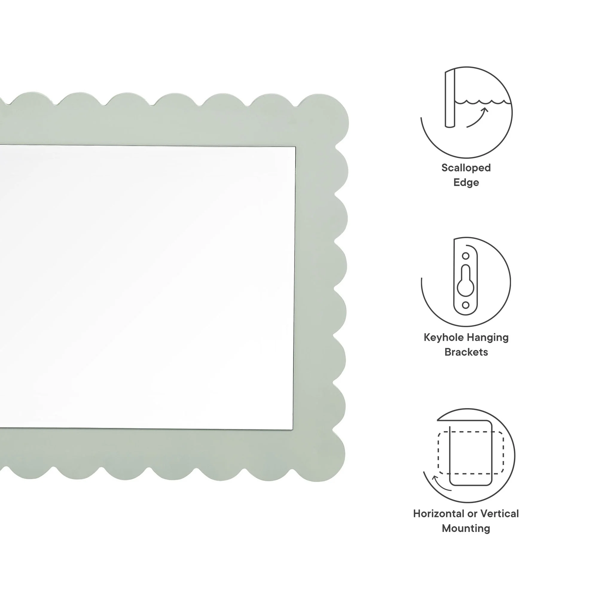 Emmeline Scalloped Rectangle Wall Mirror by Modway - Image 16
