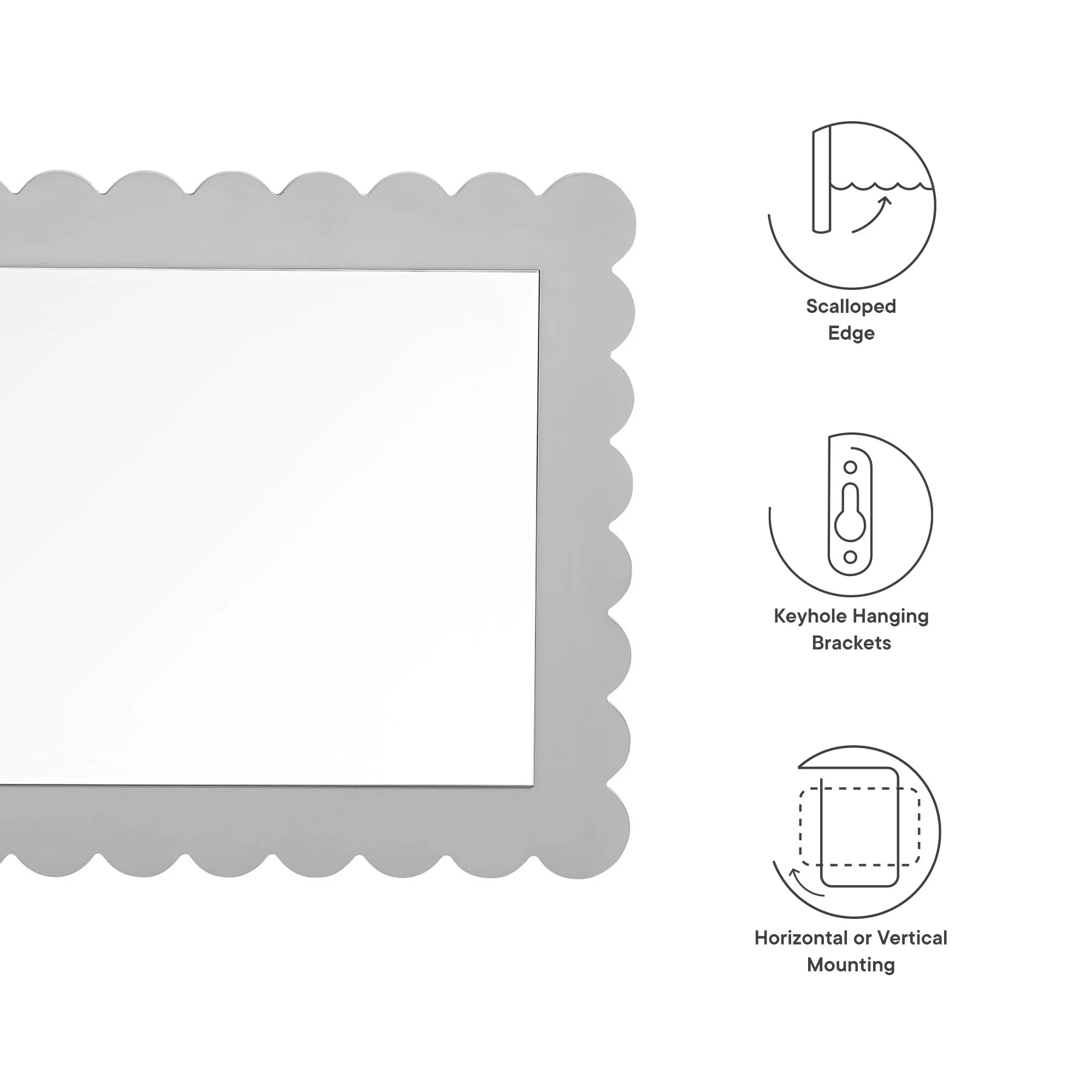 Emmeline Scalloped Rectangle Wall Mirror by Modway - Image 3