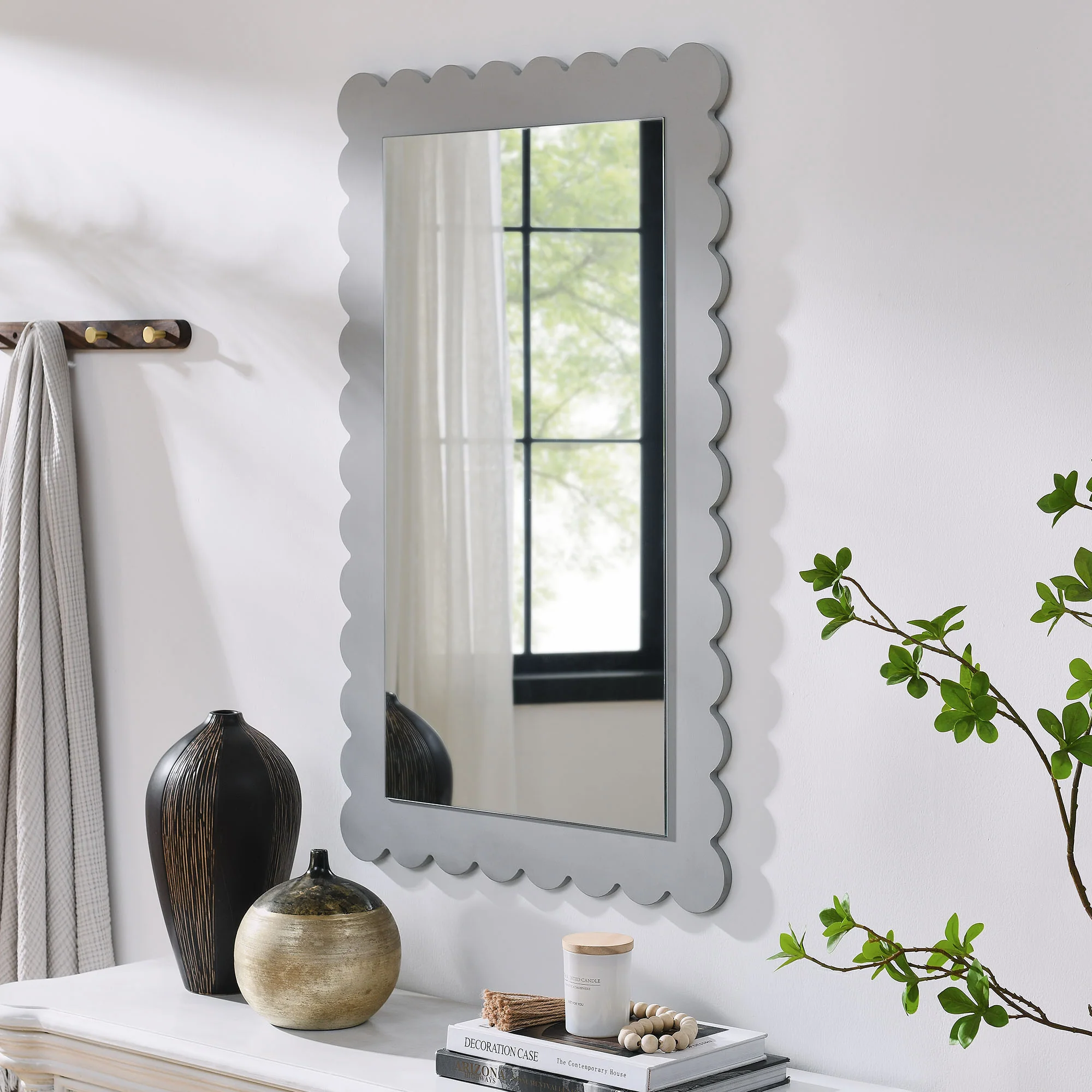 Emmeline Scalloped Rectangle Wall Mirror by Modway - Image 7