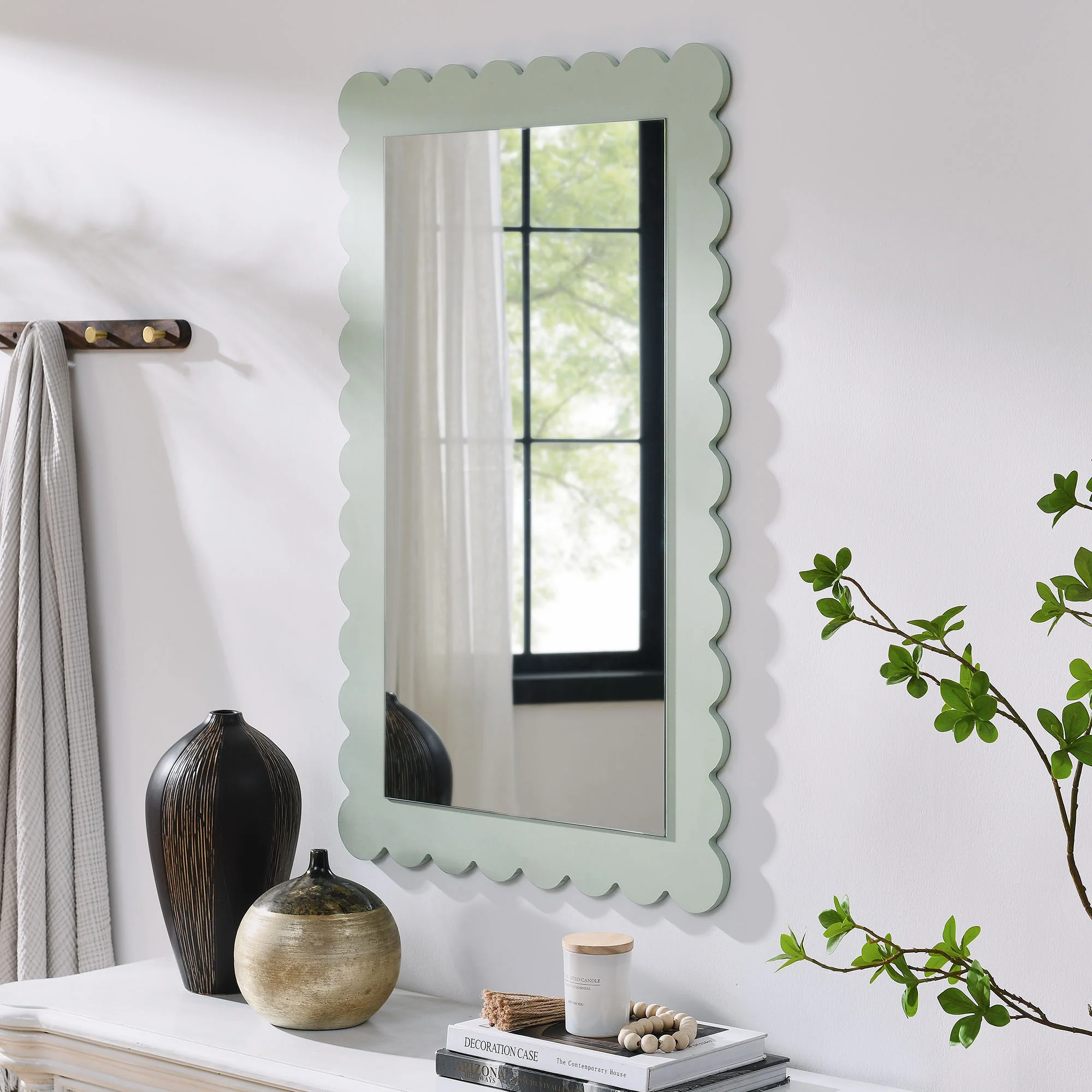 Emmeline Scalloped Rectangle Wall Mirror by Modway - Image 8