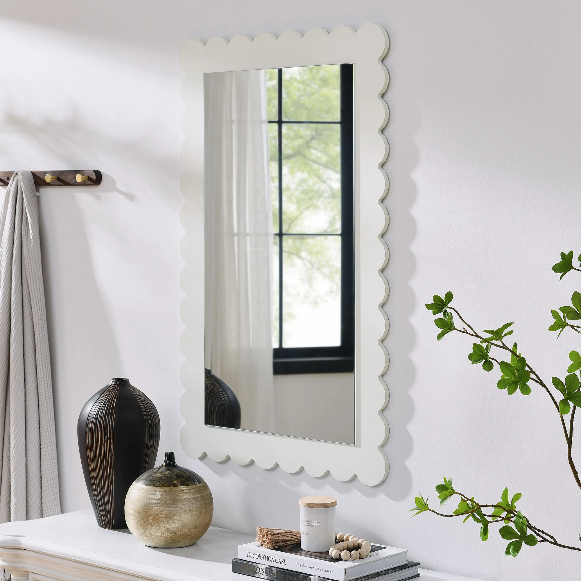 Emmeline Scalloped Rectangle Wall Mirror by Modway - Image 9