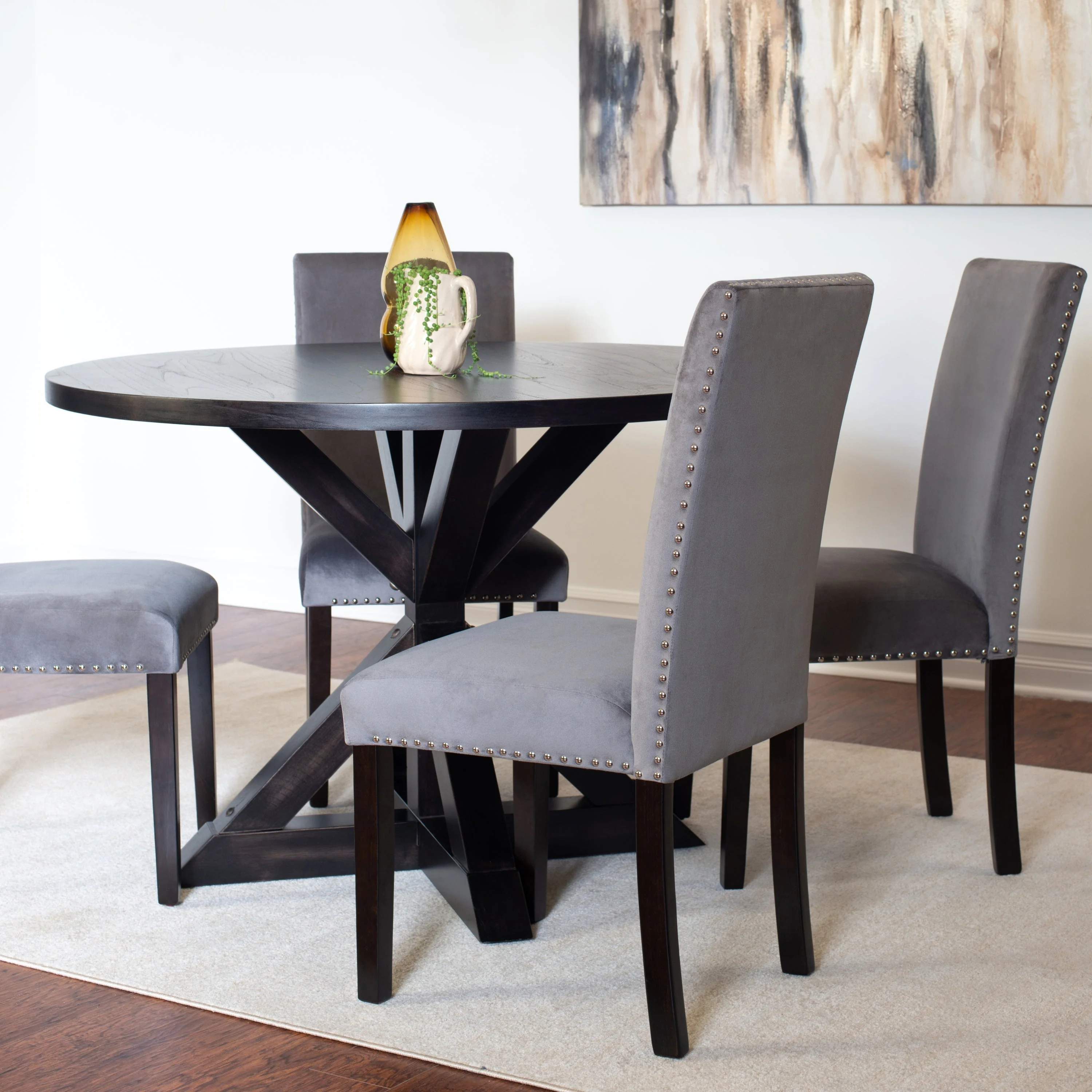 Enbridge 5-piece Dining Set Cross-Buck Dining Table with 4 Stylish Chairs - Image 2
