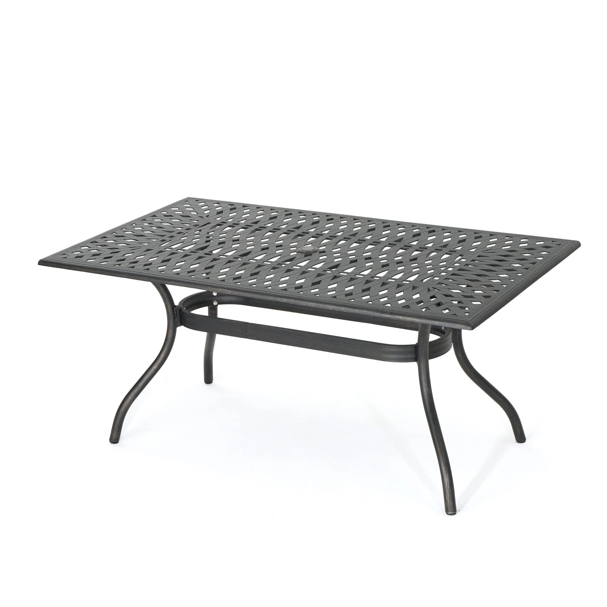Enchantia Outdoor Rectangular Dining Table with Weave Tabletop and Flared Legs - Copper - Image 2